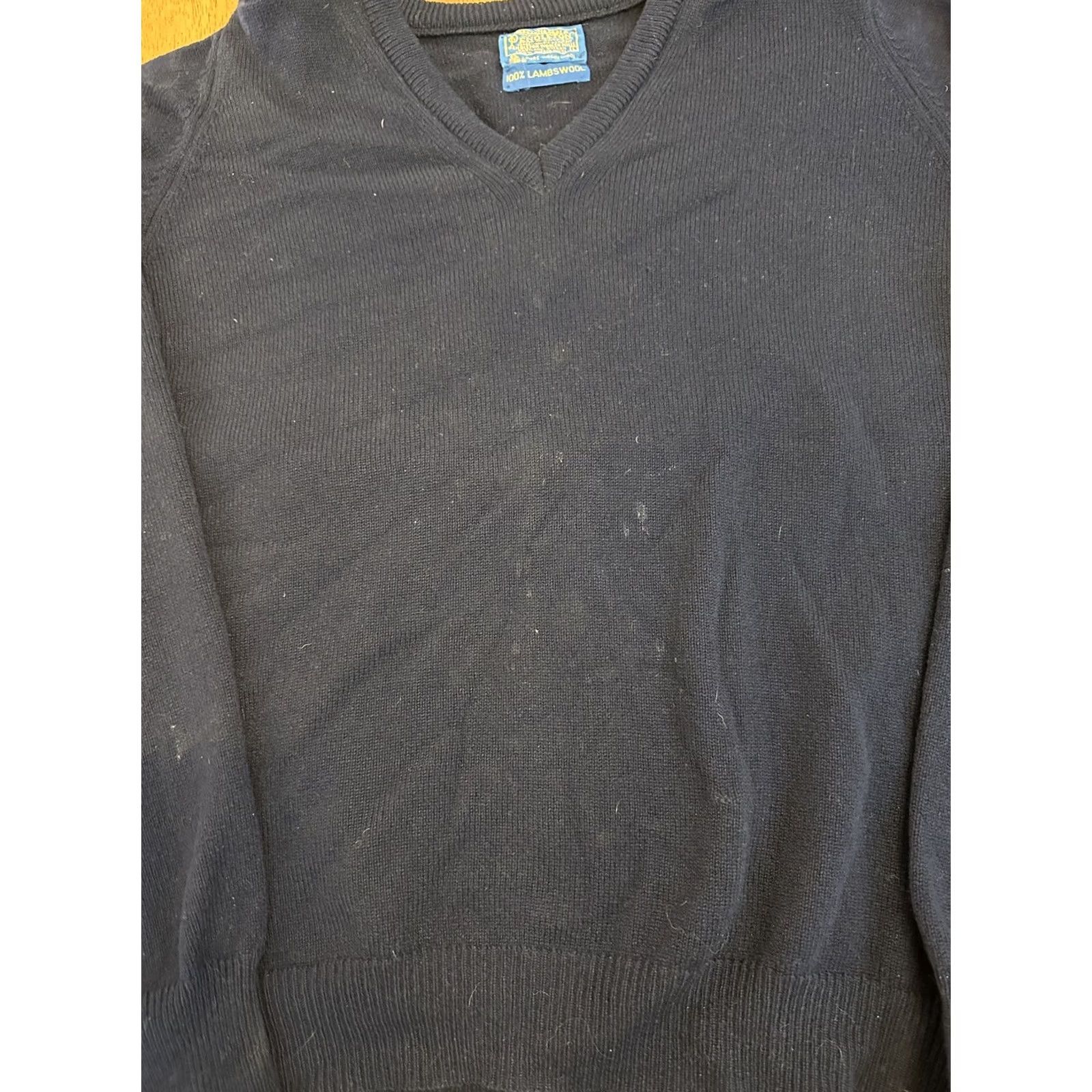 Pendleton VINTAGE Pendleton Lambswool V Neck Sweater M Navy Men Pullover 80s USA Size US M / EU 48-50 / 2 - 4 Thumbnail