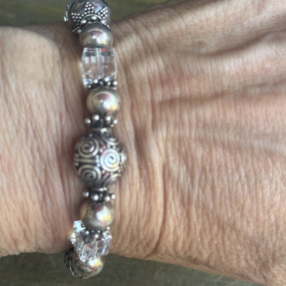 Other 925 silver bead and crystal cubes toggle bracelet Size ONE SIZE - 5 Thumbnail