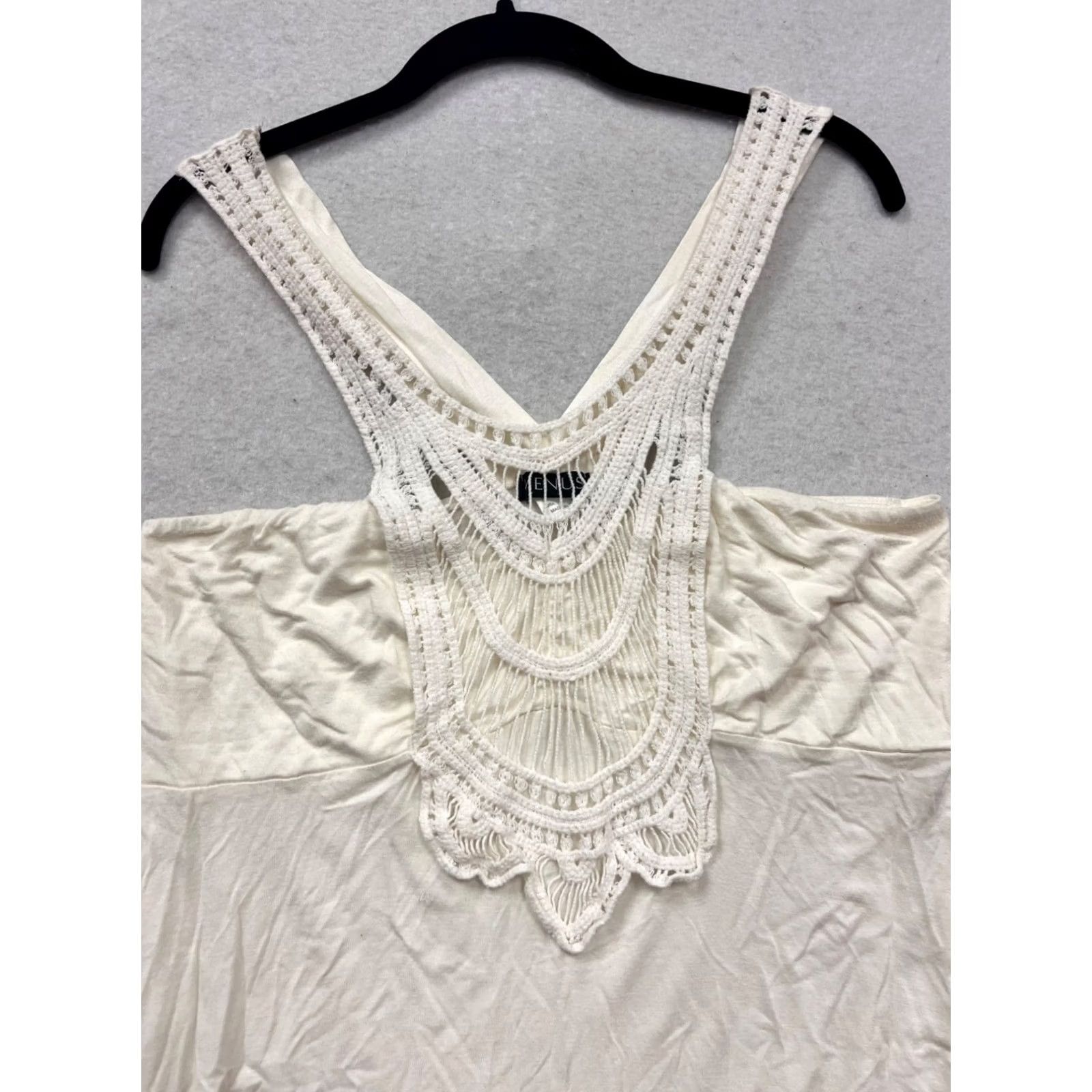 Venus Venus White Tank Top Women's XL Crochet Racerback Cotton Jersey Sleeveless 691A Size XL / US 12-14 / IT 48-50 - 4 Thumbnail