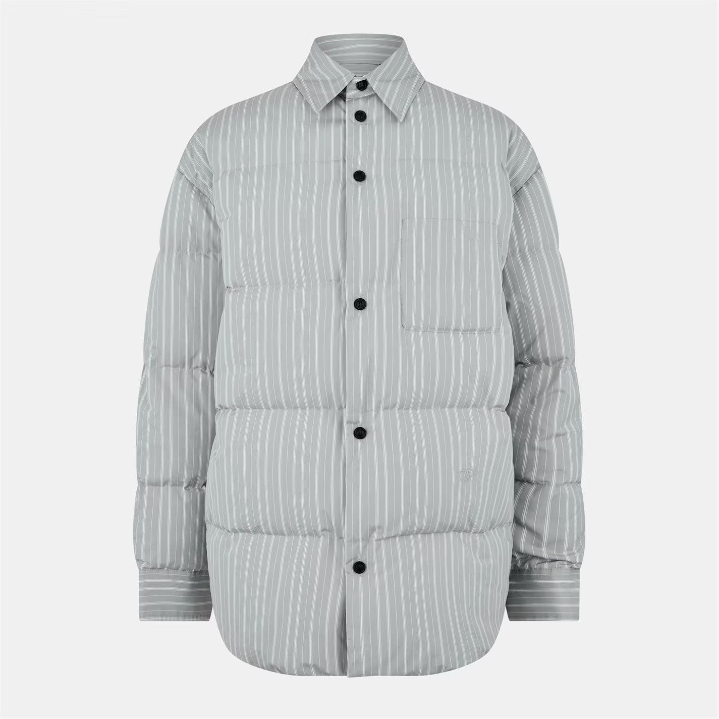 Off-White o1g2r1mq0326 Insulated Short Puffer Jacket in Grey/White Size US M / EU 48-50 / 2 - 1 Thumbnail