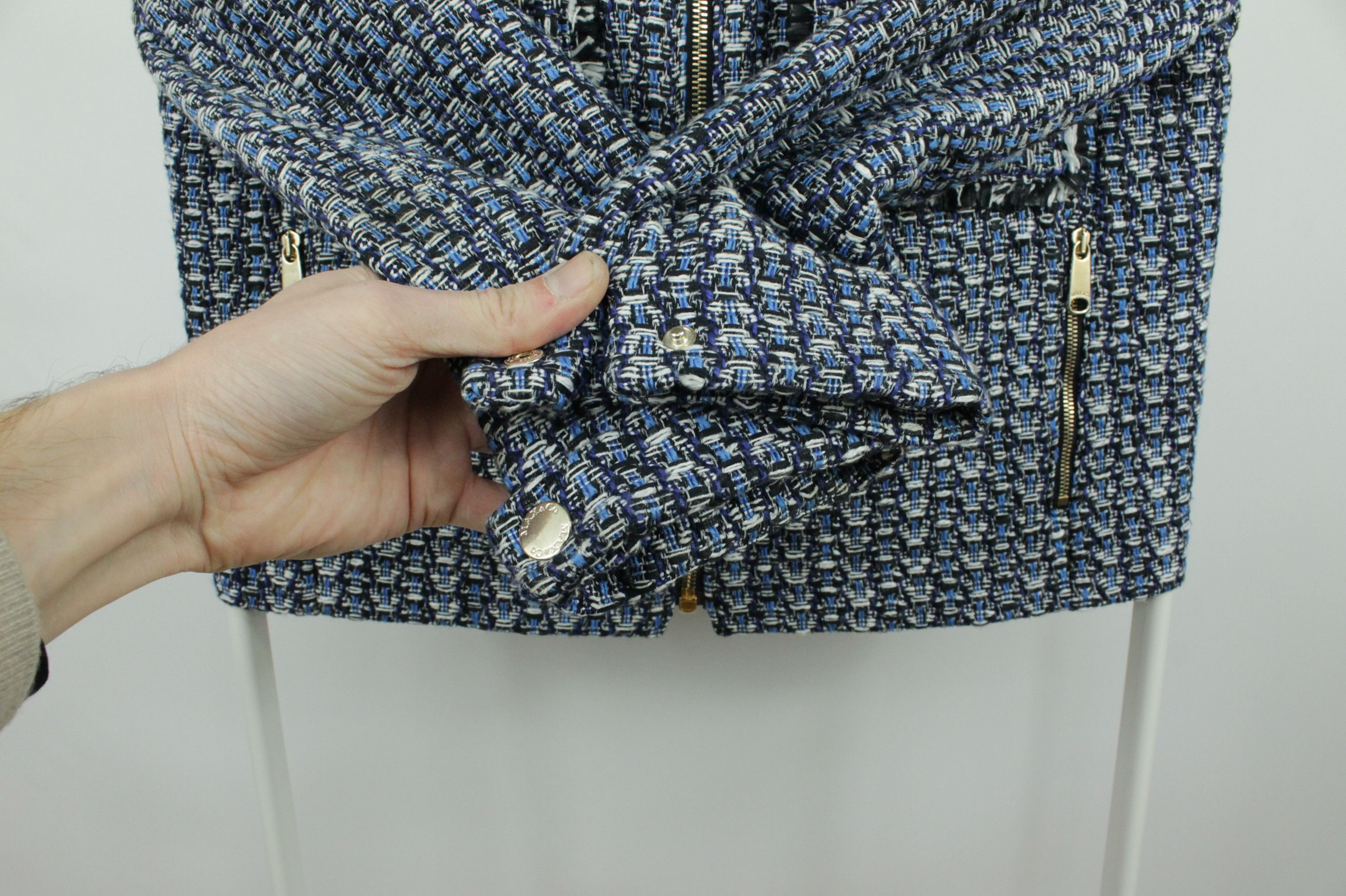 MAX&Co. × Max Mara Max & Co. By Max Mara Full Zip Blue Pattern Short Jacket Size M / US 6-8 / IT 42-44 - 9 Thumbnail