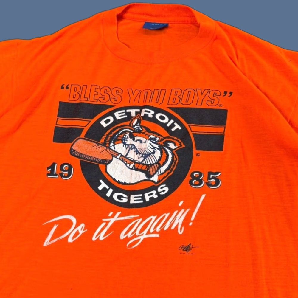Vintage VINTAGE Detroit Tigers 1985 World Series T-Shirt MLB Baseball Shirt Men L Orange 80s Tigers Baseball MLB{"} Size US L / EU 52-54 / 3 - 1 Thumbnail