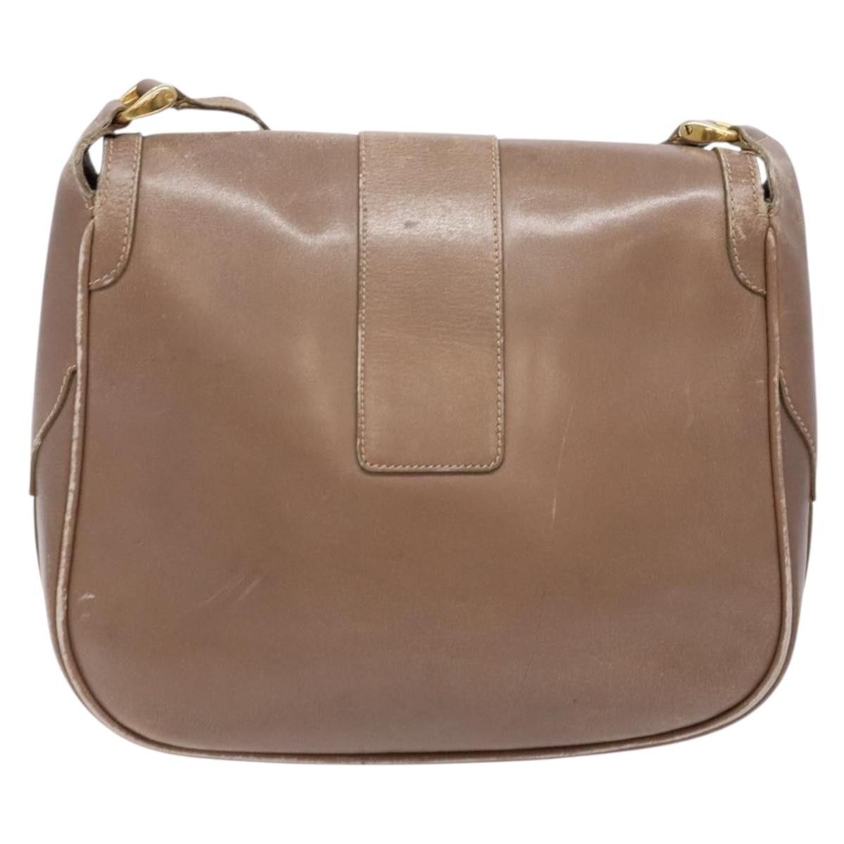 GUCCI Shoulder Bag Leather Beige Gold 001 115 001 115