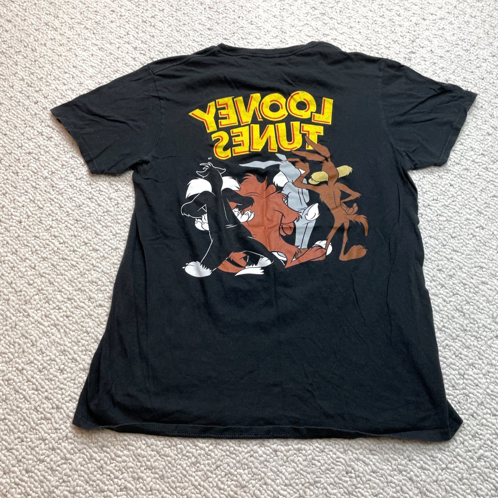 Vintage Looney Tunes Shirt Womens Medium Black Short Sleeve Cotton Cartoon Bugs Taz Size M / US 6-8 / IT 42-44 - 7 Thumbnail