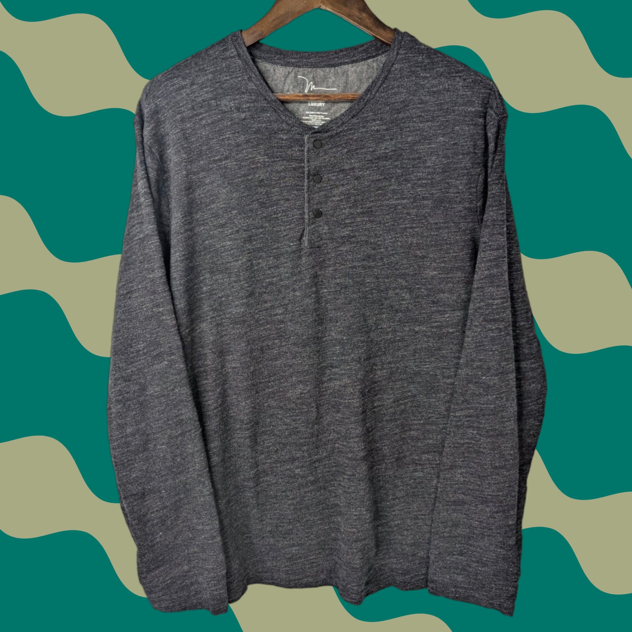Vintage Marc Anthony Men’s Henley Shirt 2XL Dark Gray Stretch Long Sleeve Button Vintage: No Size US XXL / EU 58 / 5 - 1 Thumbnail