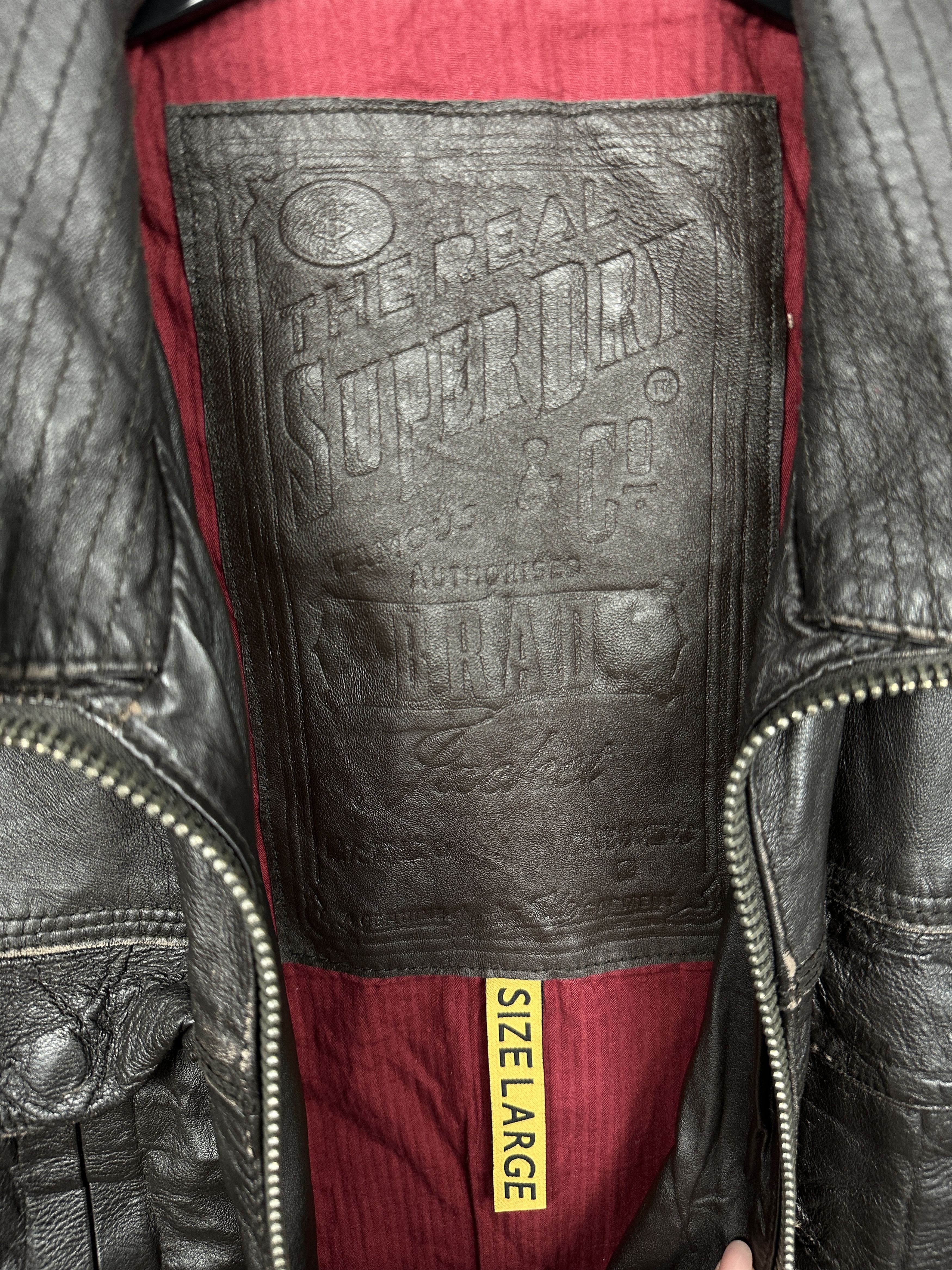 Superdry Superdry Mens Genuine Leather Biker Jacket Size US L / EU 52-54 / 3 - 6 Thumbnail