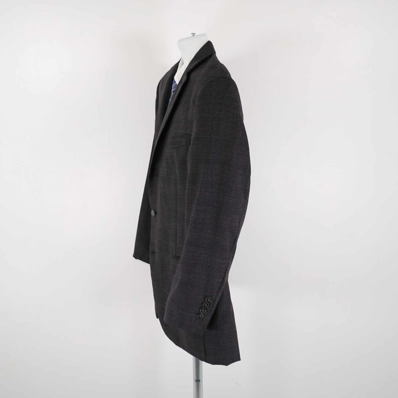 Calvin Klein Calvin Klein Wool Gray Check W/ Purple Windowpane 2 Button B Size 42L - 5 Thumbnail