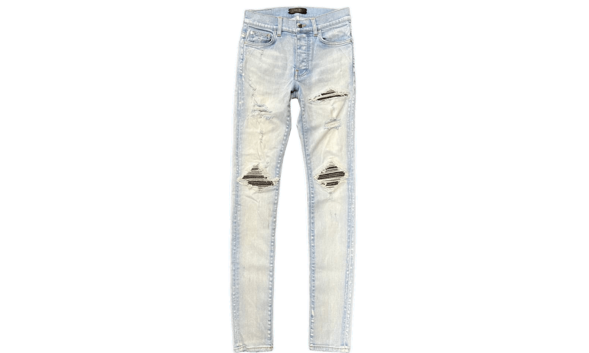 Amiri Amiri White 22 Varsity Patch Blue Denim Jeans Sz 28 | Grailed