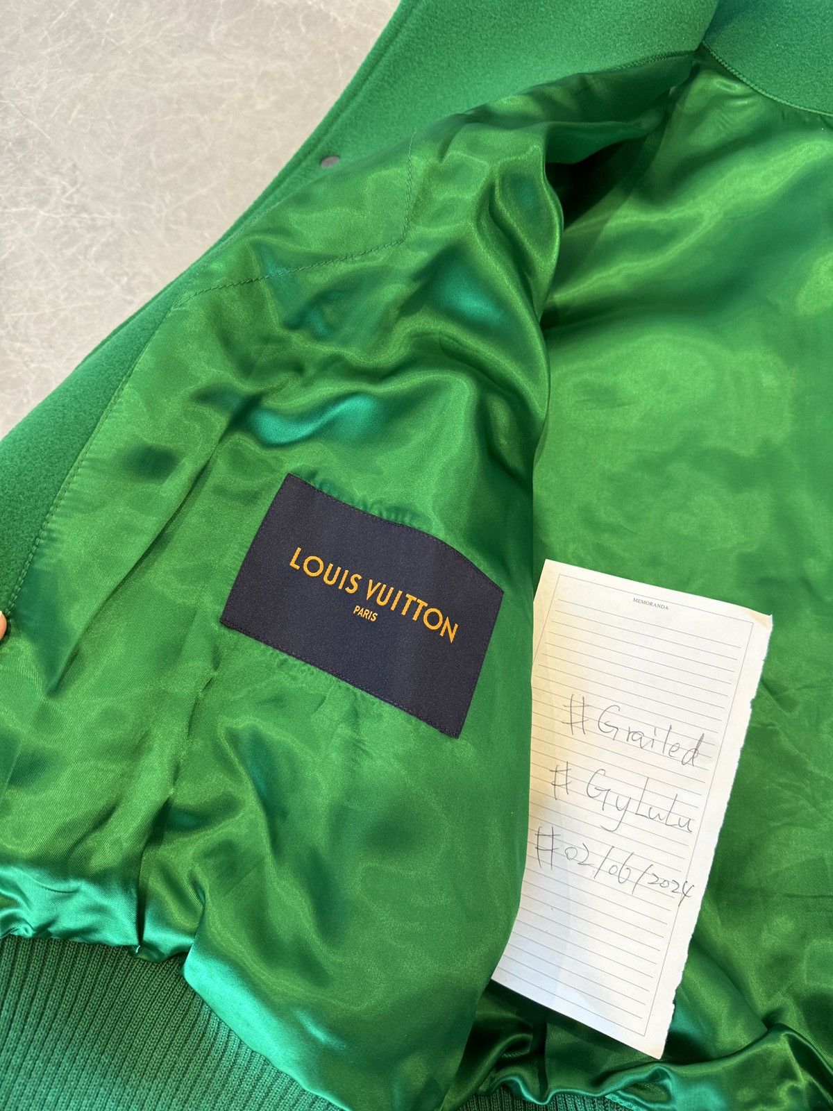 Louis Vuitton Louis Vuitton Green & White Varsity Leather Jacket Size US L / EU 52-54 / 3 - 17 Thumbnail