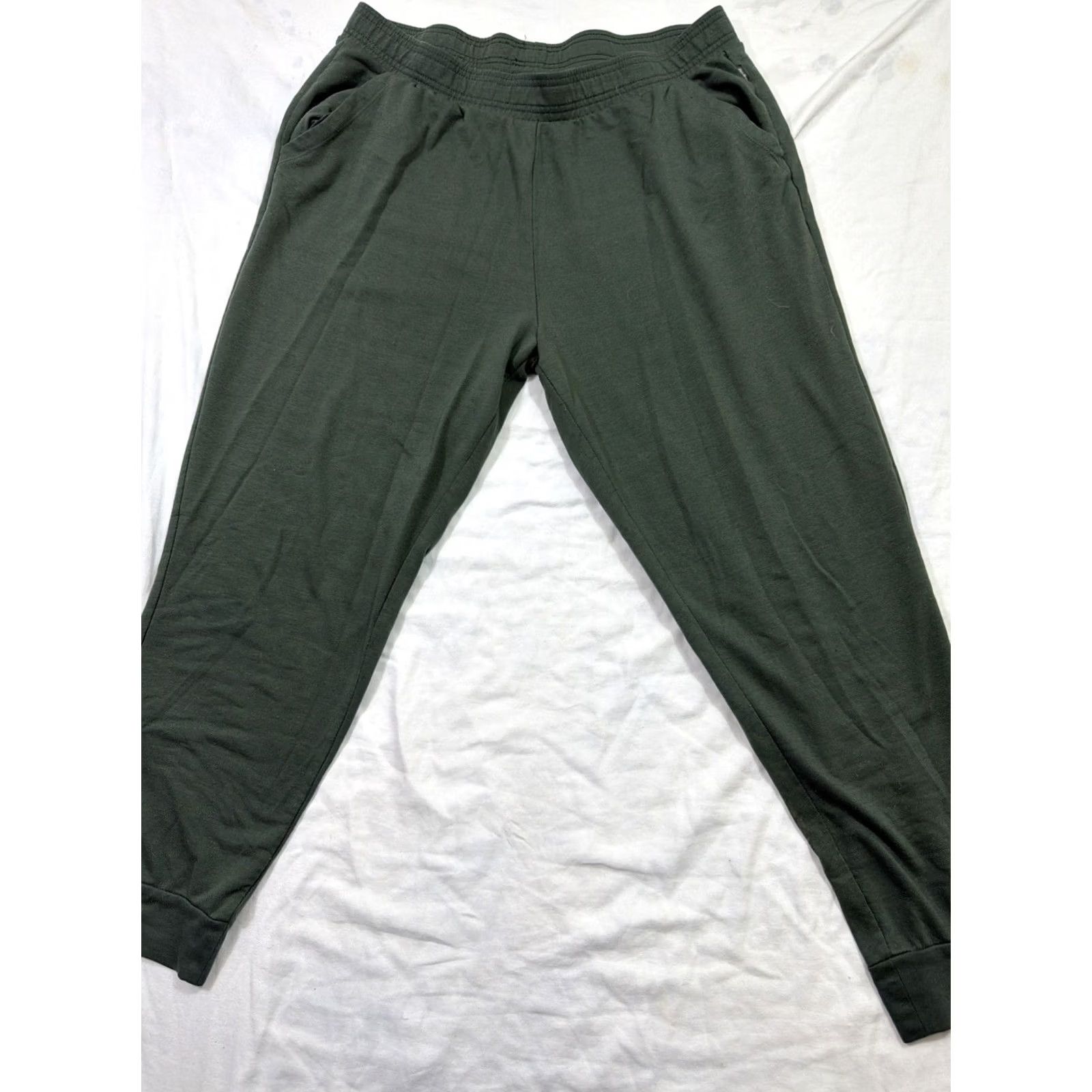 Eddie Bauer Eddie Bauer Lounge Sweatpants Women XL Green Solid Relaxed Fit Logo P ull On Straight Leg Casual Travel Size 40" / US 18 - 2 Thumbnail