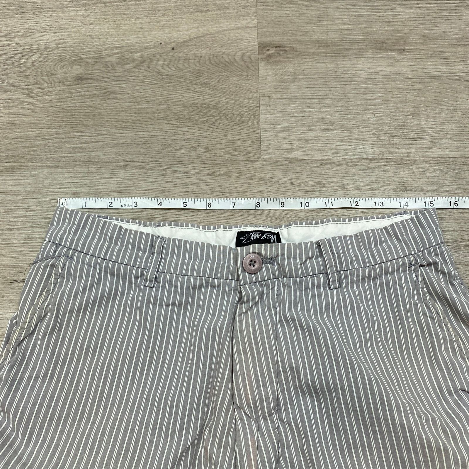 Stussy × Vintage VTG Stussy Pinstripe Chino 11" Shorts Men's 31 Y2K Skater Size US 31 - 4 Thumbnail