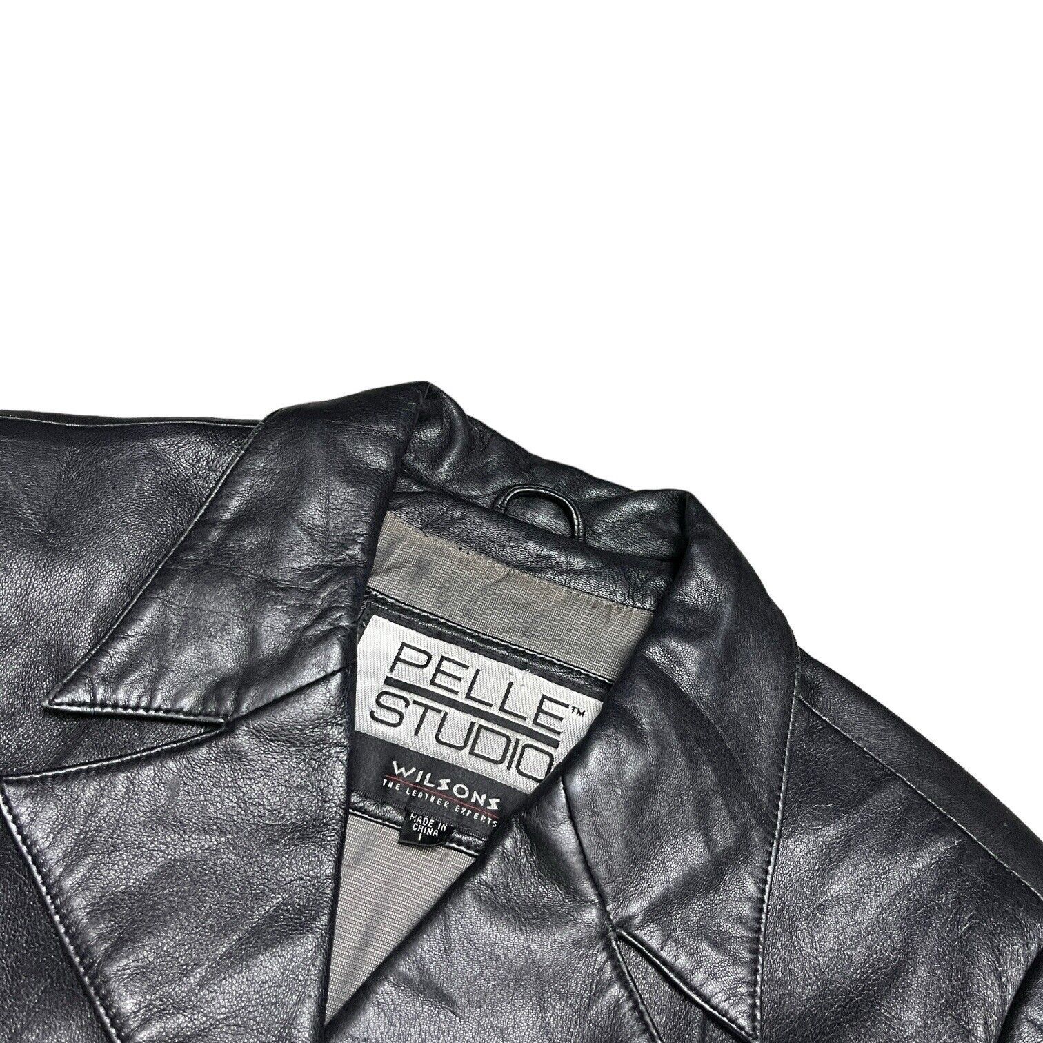 Wilsons Leather Wilson’s Leather Pelle Studio Vintage Black Leather Jacket Size M / US 6-8 / IT 42-44 - 5 Thumbnail