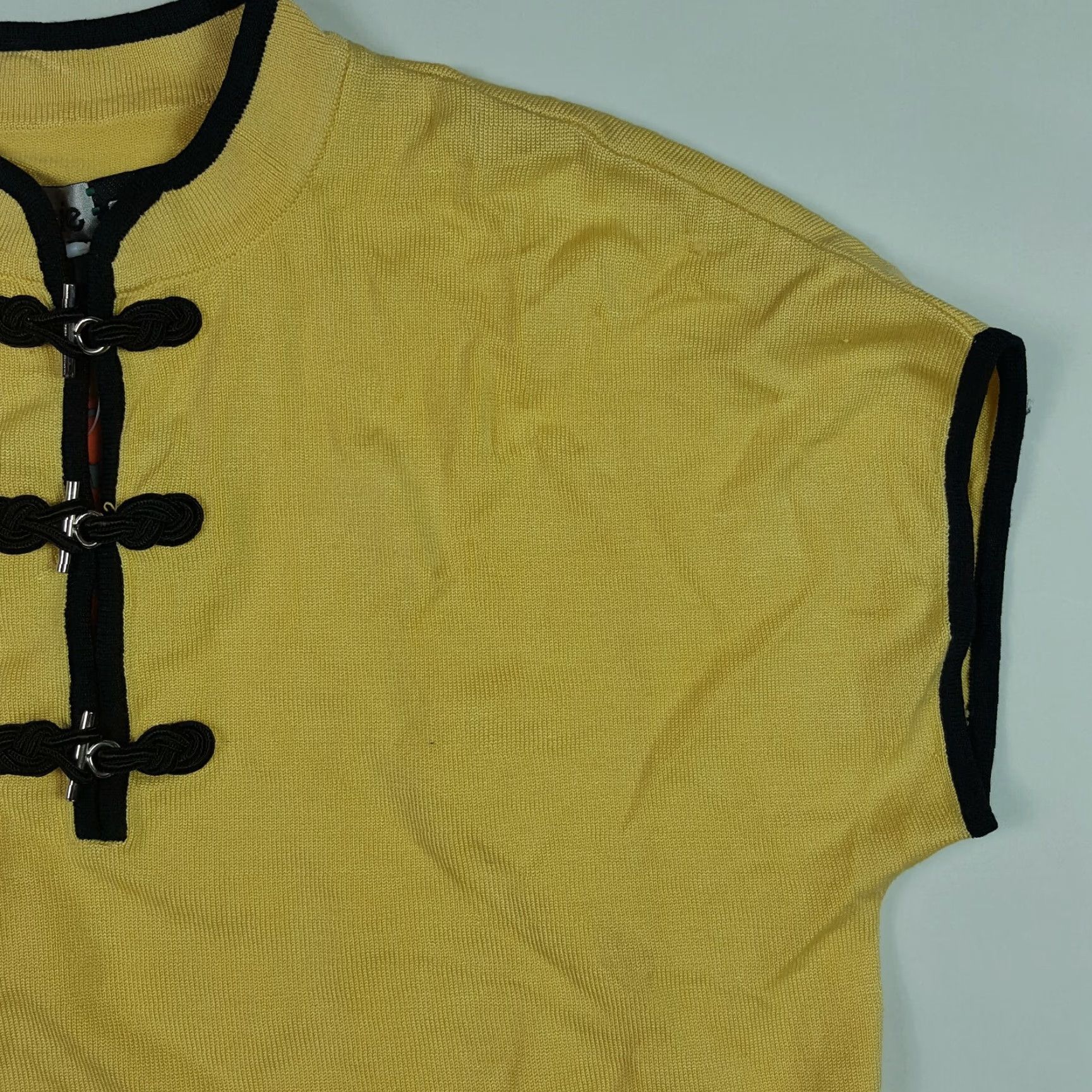 Vintage VINTAGE Jamie Sadock Knit Silk Women's Petite Kimono Yellow Luxury Polo Blouse Shirt Top Cap Sleeve P Yellow Luxury Polo Blouse Shirt Top Size S / US 4 / IT 40 - 3 Thumbnail