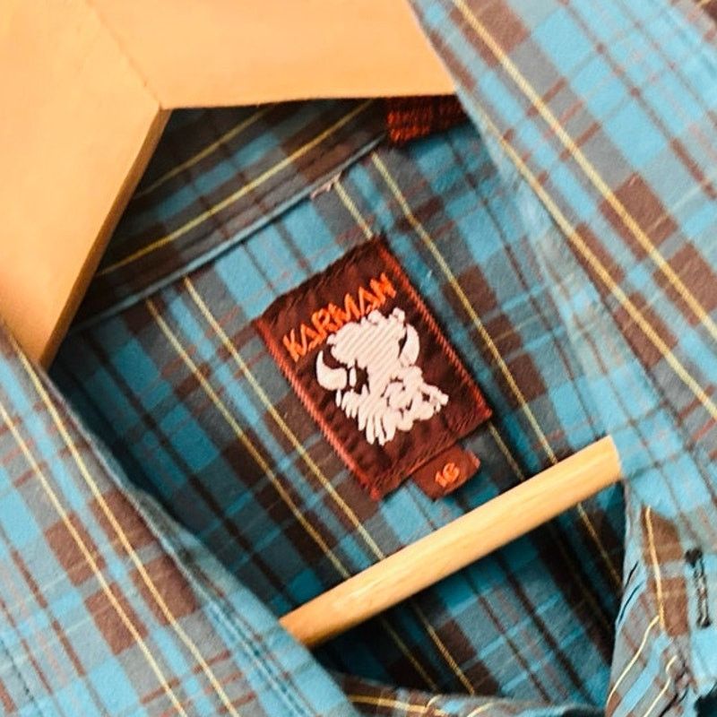 Other Vintage Karman Western Pearl Snap Plaid Cowboy Shirt Size US L / EU 52-54 / 3 - 3 Thumbnail
