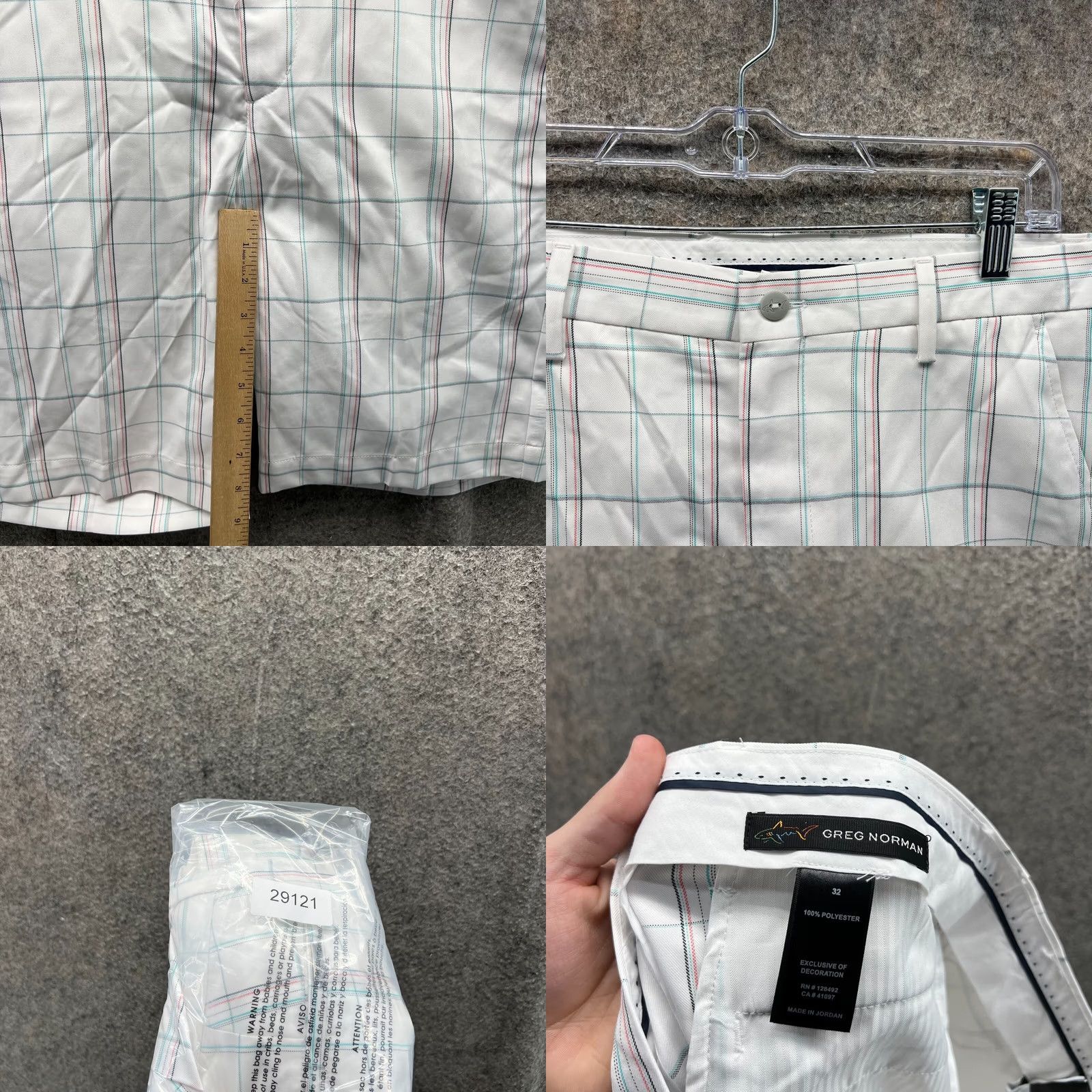Vintage Greg Norman Shorts Mens 32 White Chino Flat Front Canvas Golf Golfer Glen Check Size US 32 / EU 48 - 8 Thumbnail