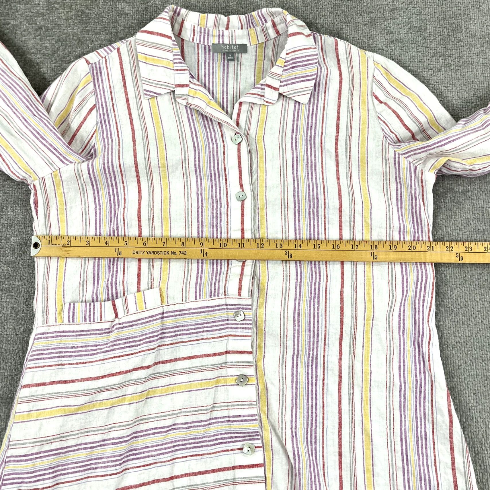 Habitat Habitat Shirt Womens M Striped Linen Cotton Blend Roll Tab Tunic Top Casual Travel Workwear Modern Classic Outdoors Size M / US 6-8 / IT 42-44 - 4 Thumbnail