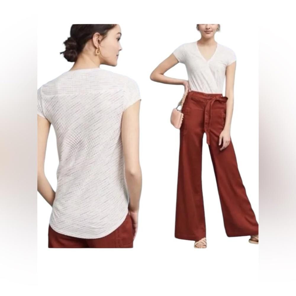 Marvel Comics Maeve By Anthropologie White Rainbow Stripe Leila Faux Wrap Size L / US 10 / IT 46 - 1 Thumbnail