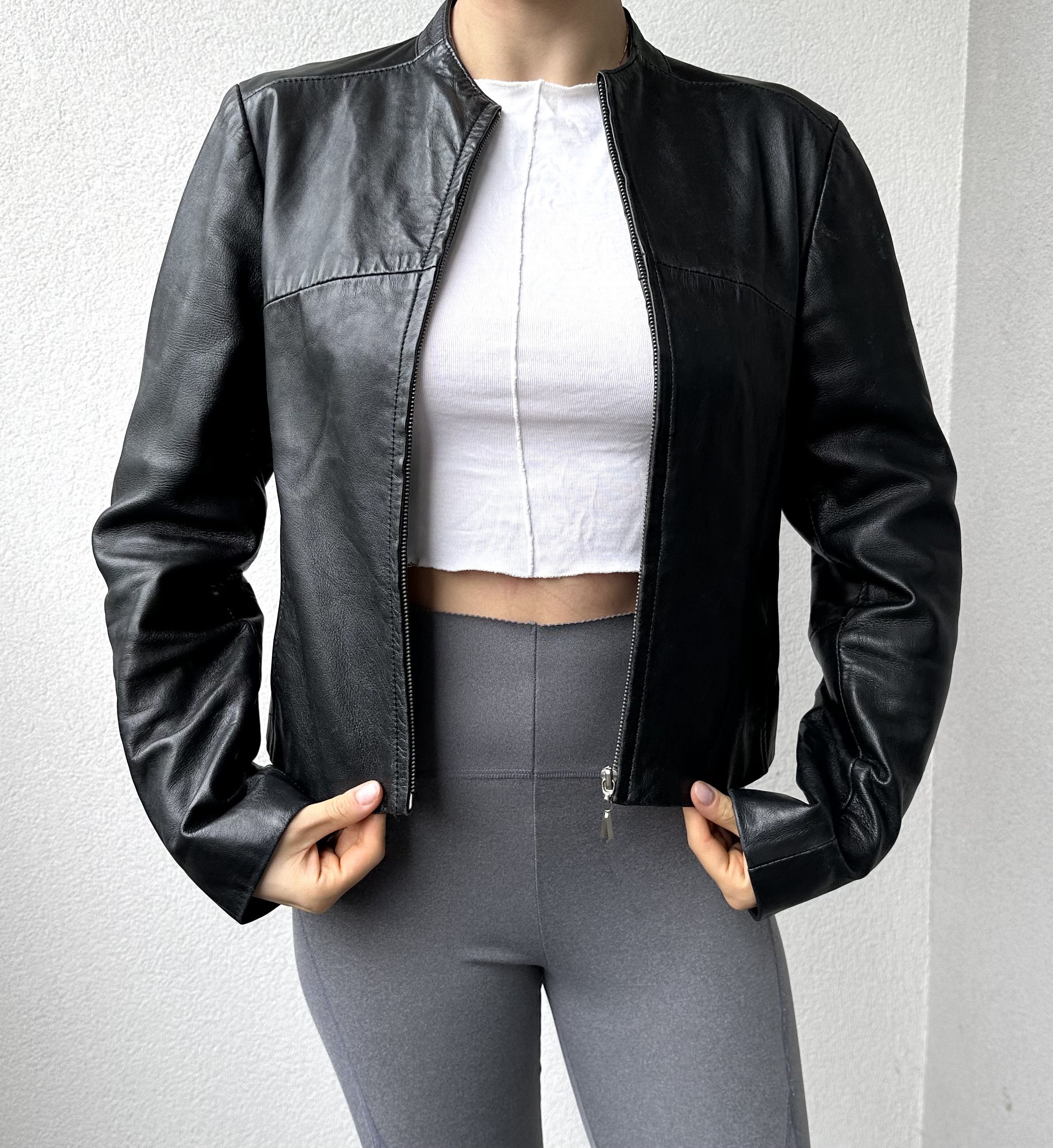 Vintage Avant Garde Black Biker Leather Jacket Opium Size S / US 4 / IT 40 - 2 Thumbnail