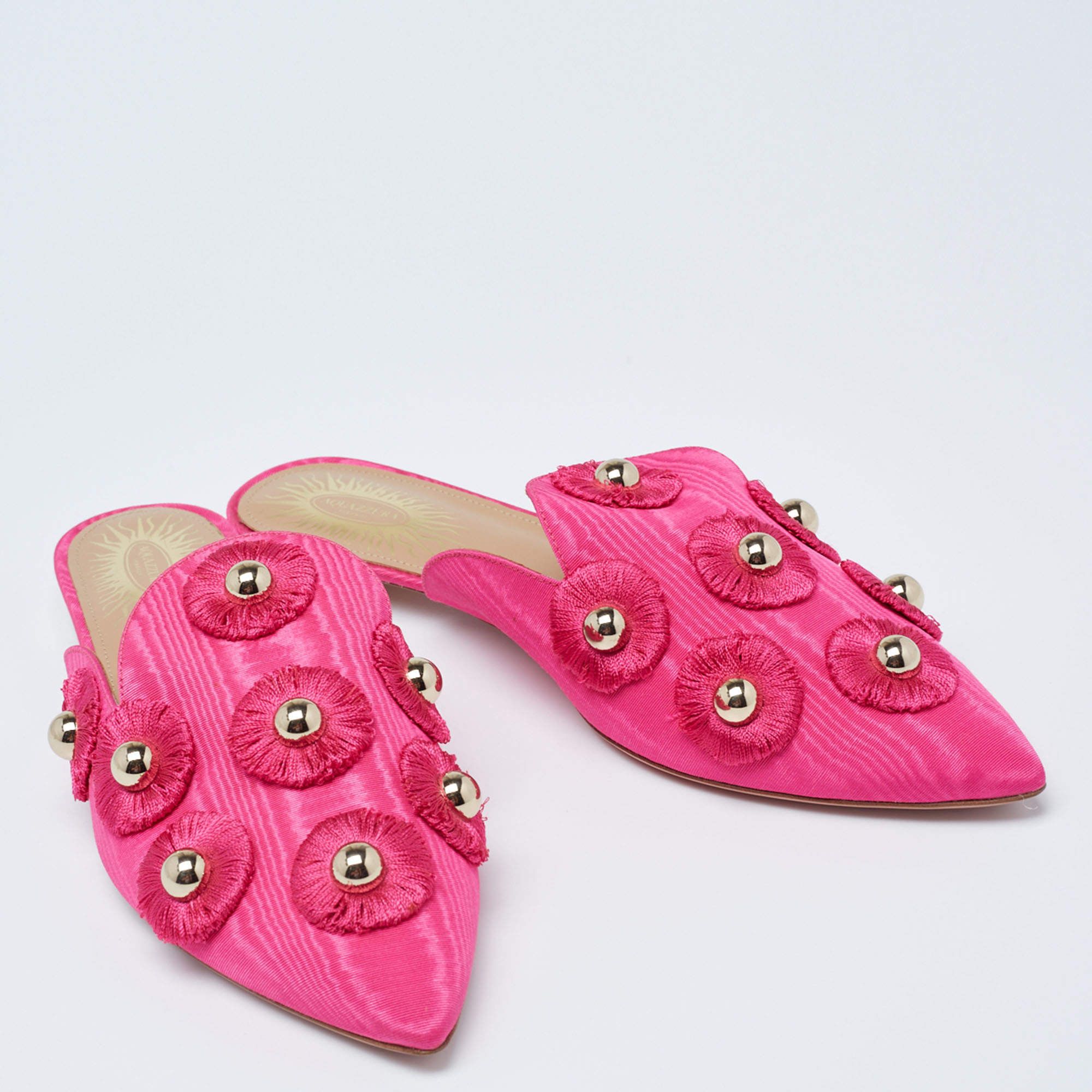 Aquazzura o1y0625 Flat Mules in Fuchsia Size US 4 / IT 34 - 3 Thumbnail