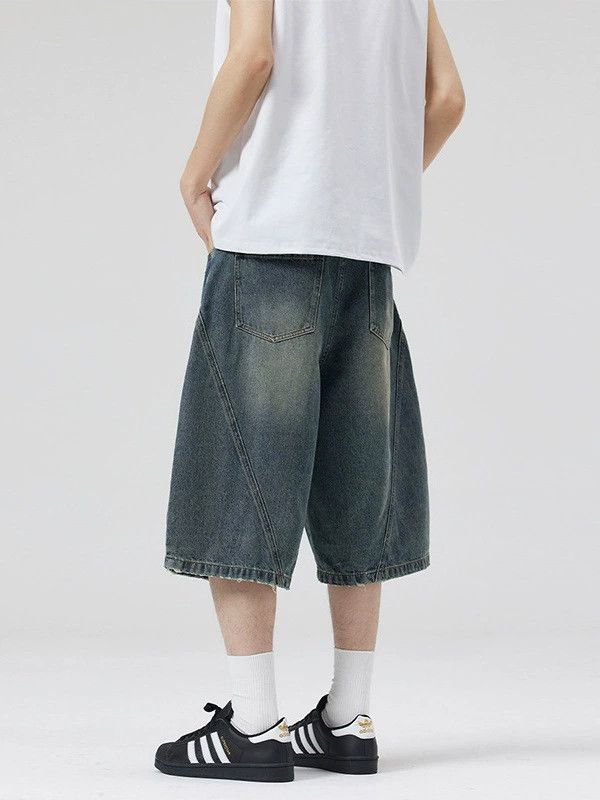 Jean Versatile distressed trendy men's scimitar denim shorts Size US 32 / EU 48 - 4 Thumbnail