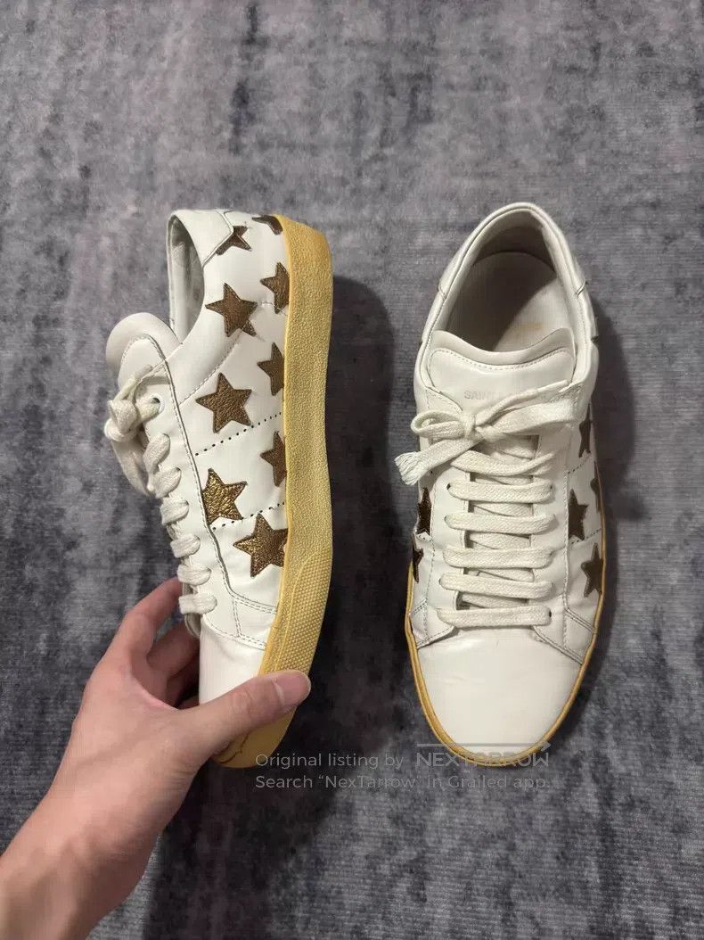 Saint Laurent Paris Saint Laurent Paris Calfskin Low-top White Gold Embroidere Size US 9.5 / EU 42-43 - 2 Thumbnail