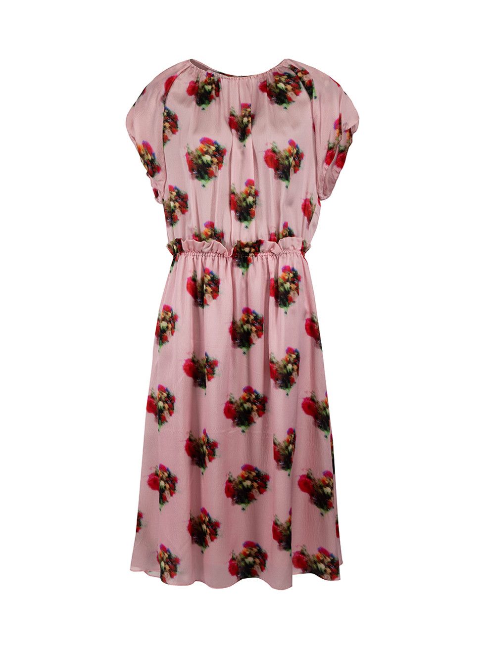 Pink Silk Printed Knee Length Dress