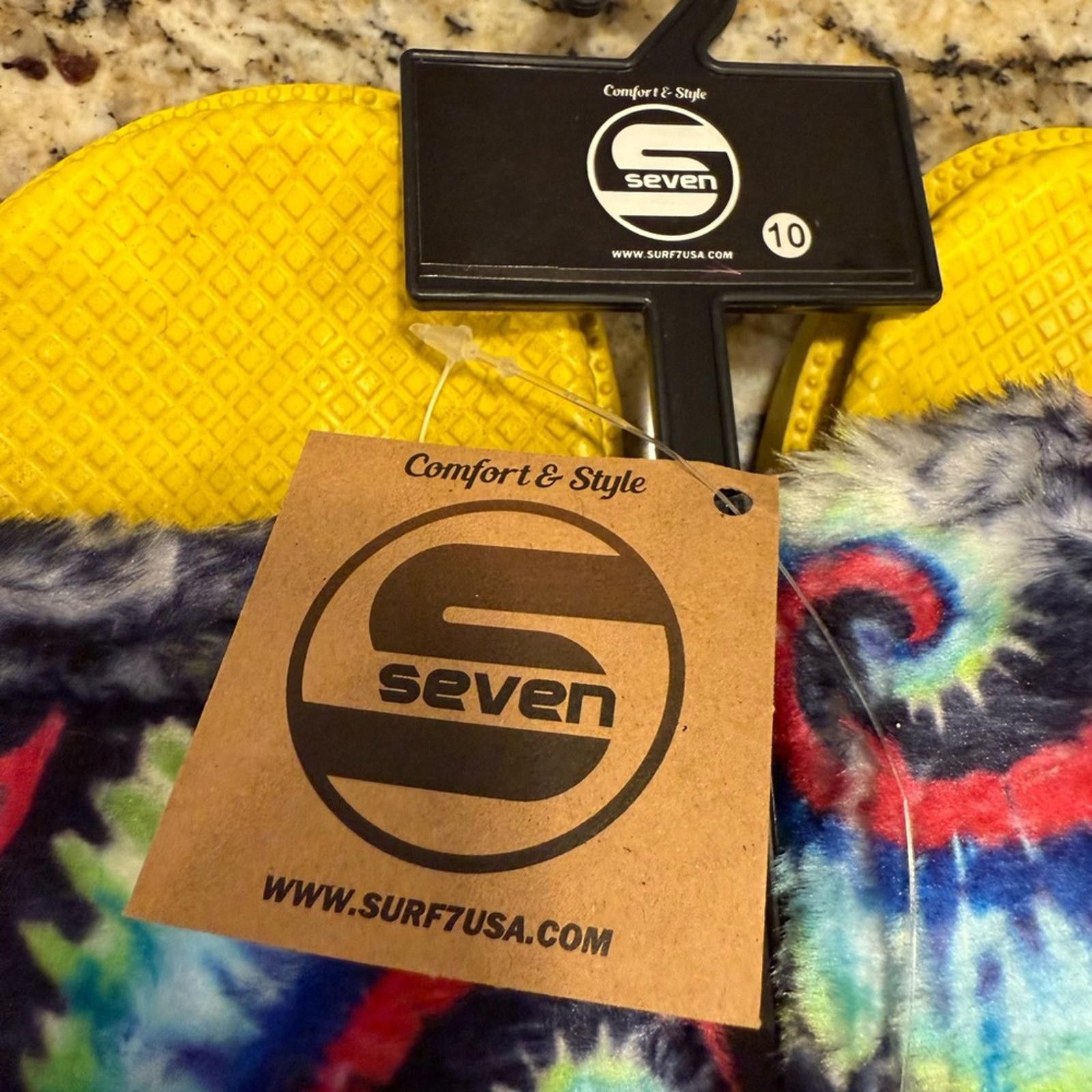 Seven 7 Seven tie dyed faux fur rainbow colored slides Size 10 Size US 10 / IT 40 - 4 Thumbnail