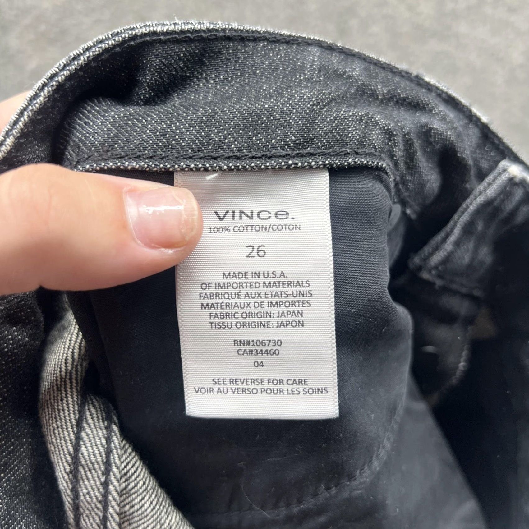 Vince Vince Jeans Womens 26 Gray Charcoal Straight Distressed Raw Hem Denim Jeans Size 26" / US 2 / IT 38 - 4 Thumbnail