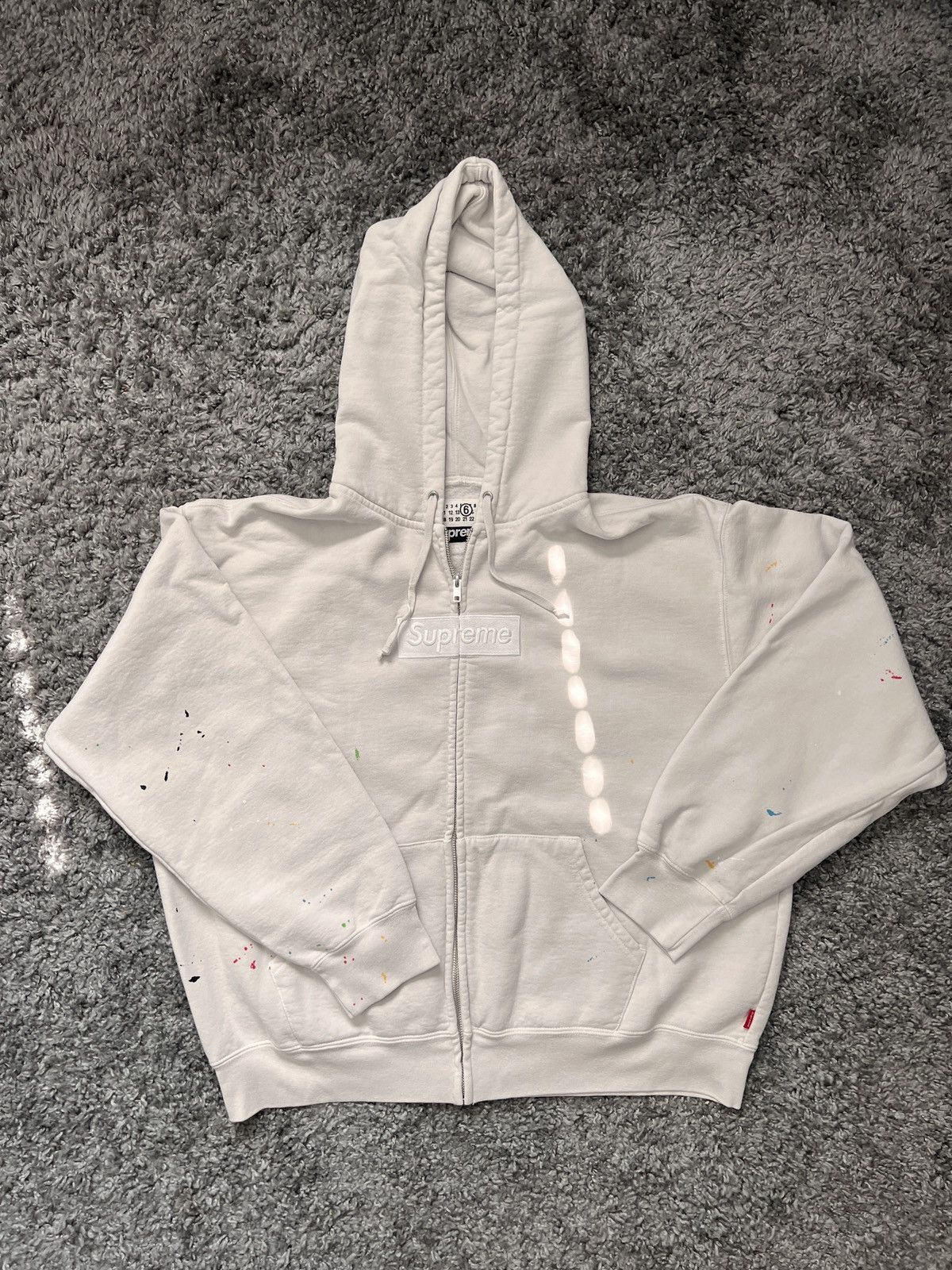 Supreme Maison Margiela MM6 Box Logo Zip Up Hoodie White L