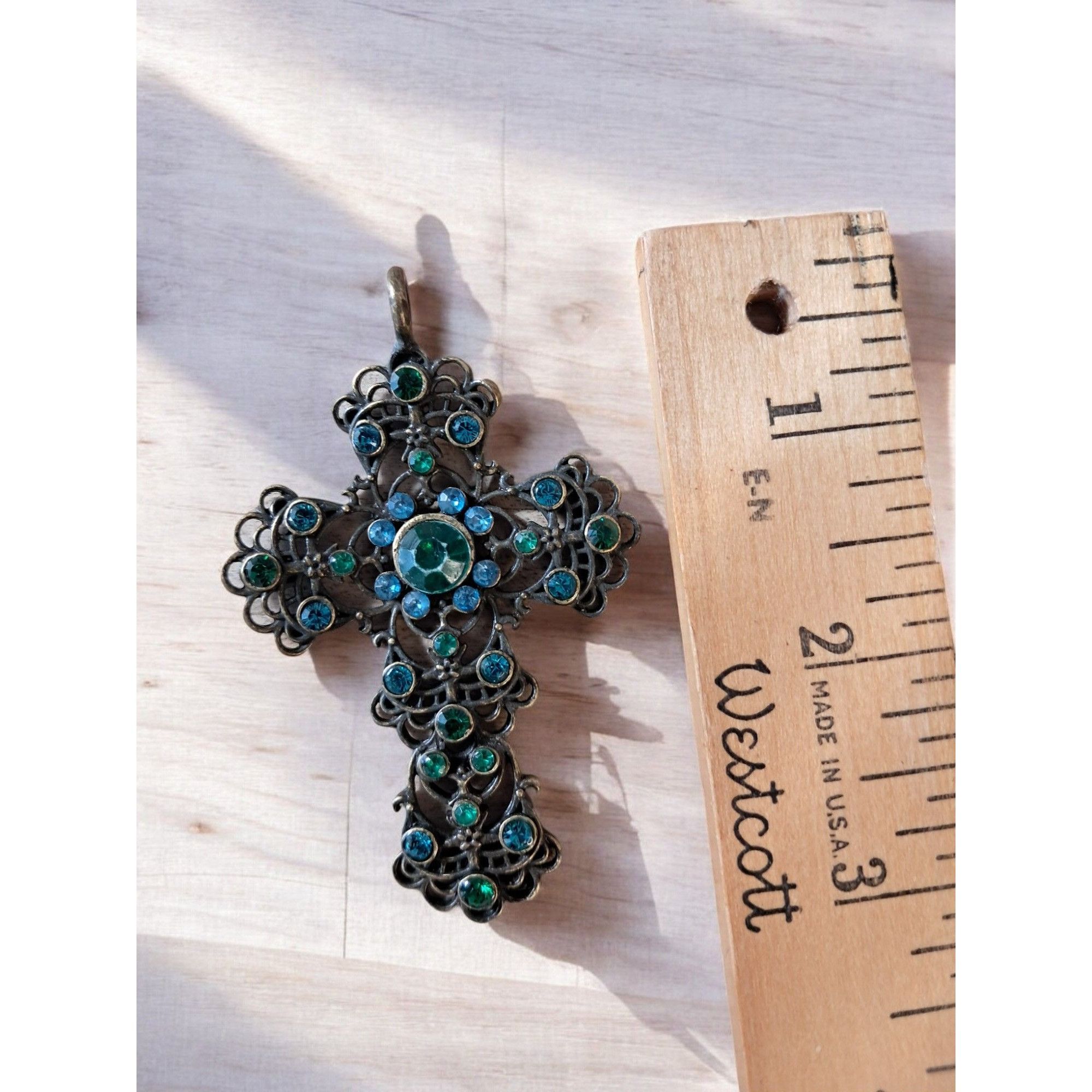 Other Vintage 1950s-1970s Filigree Roma Italy Cross Pendant Size ONE SIZE - 3 Thumbnail