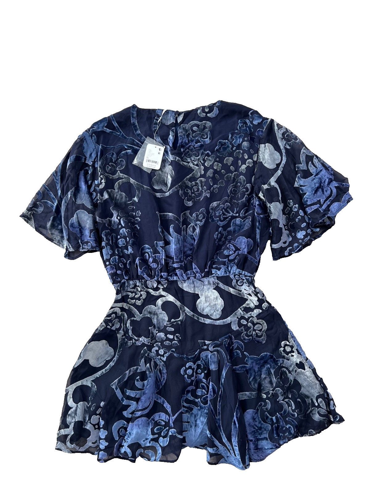 Free People Free People Manuka Burnout Velvet Mini Dress in Navy ( XS ) Size XS / US 0-2 / IT 36-38 - 6 Thumbnail