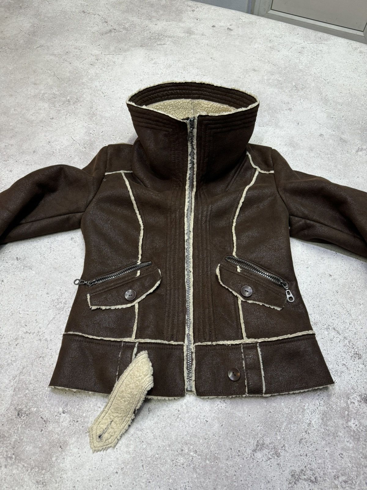 Japanese Brand Vintage Faded Big Neck Rick Owens Style Suede Jacket Size US M / EU 48-50 / 2 - 4 Thumbnail