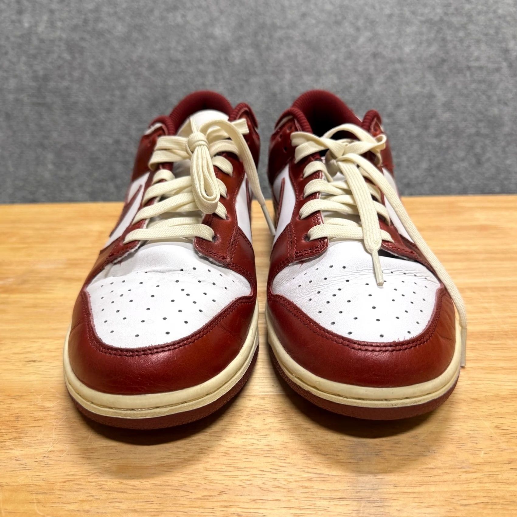 Nike Nike Dunk Low PRM Sneakers Mens 10 Red Leather Worn Team Red FJ4555-100 Size US 10 / EU 43 - 2 Thumbnail