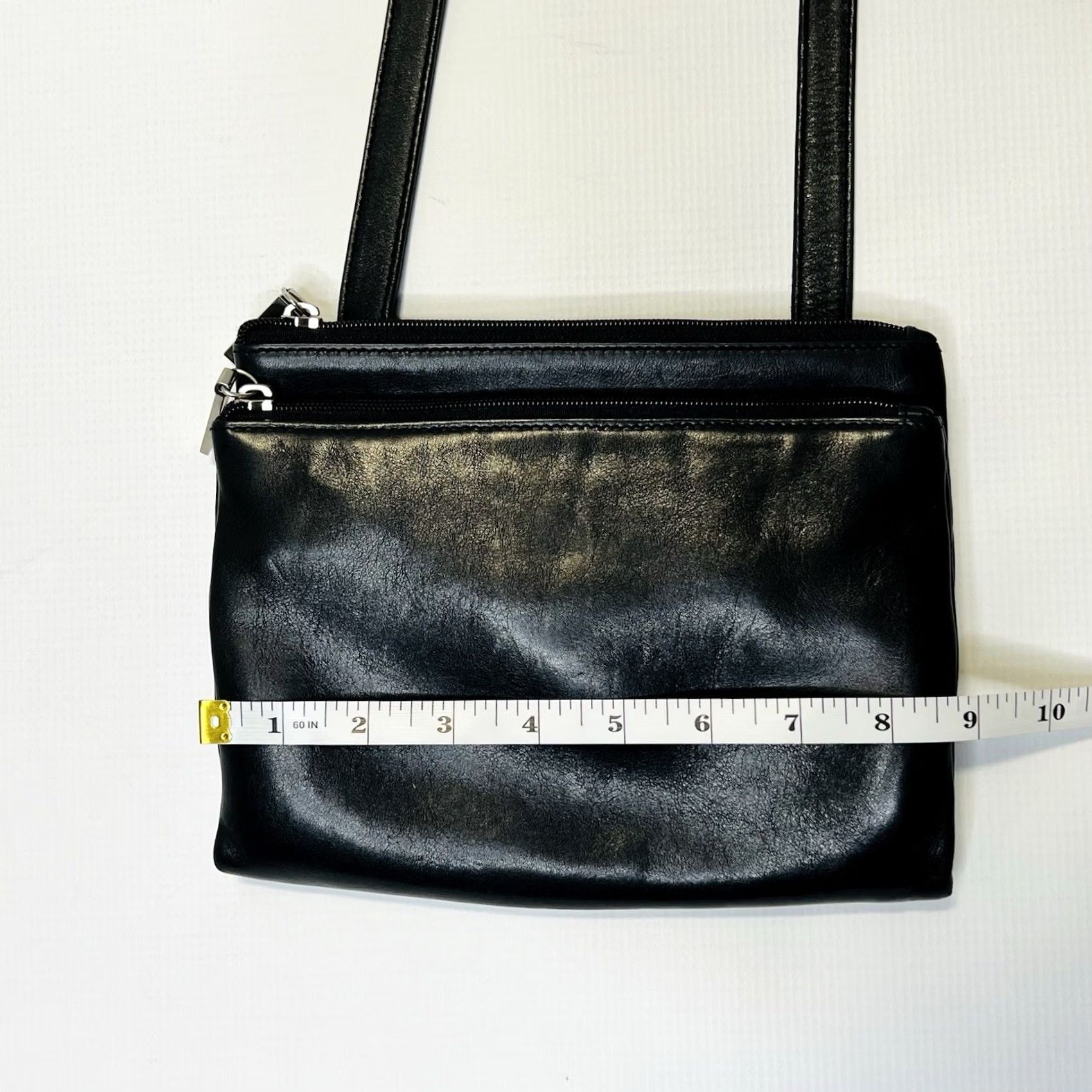 Vintage Hobo International Crossbody Bag Black Leather Small 9x8x3 Zip Pockets Lined Size ONE SIZE - 4 Thumbnail