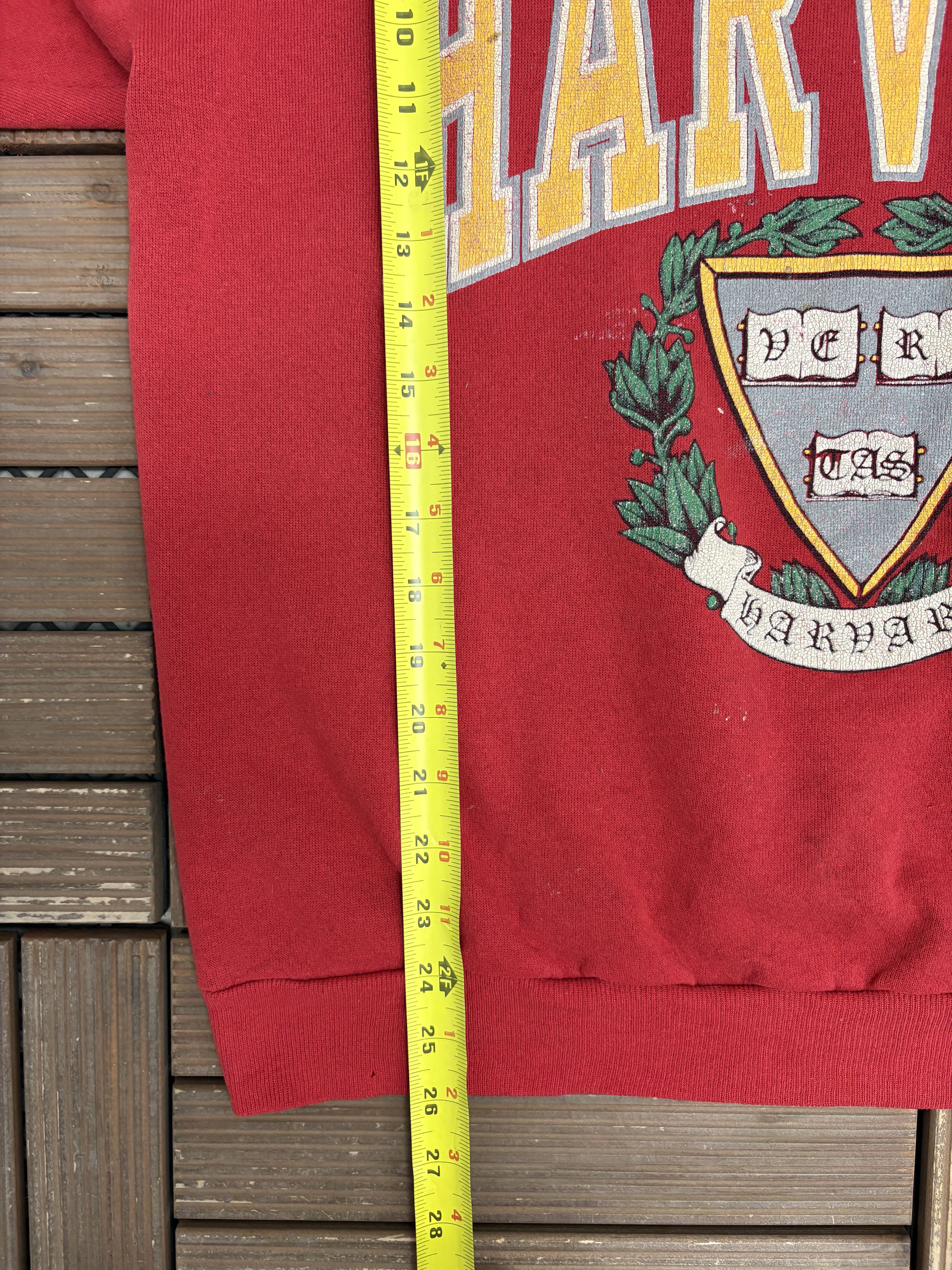 Vintage Harvard Crimson Vintage Red Distressed Sweater Crewneck Size US XL / EU 56 / 4 - 7 Thumbnail