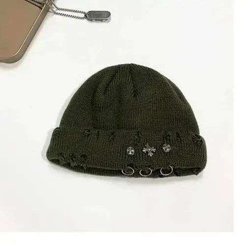 VIBE One green and one blue ripped knitted hat Size ONE SIZE - 4 Thumbnail