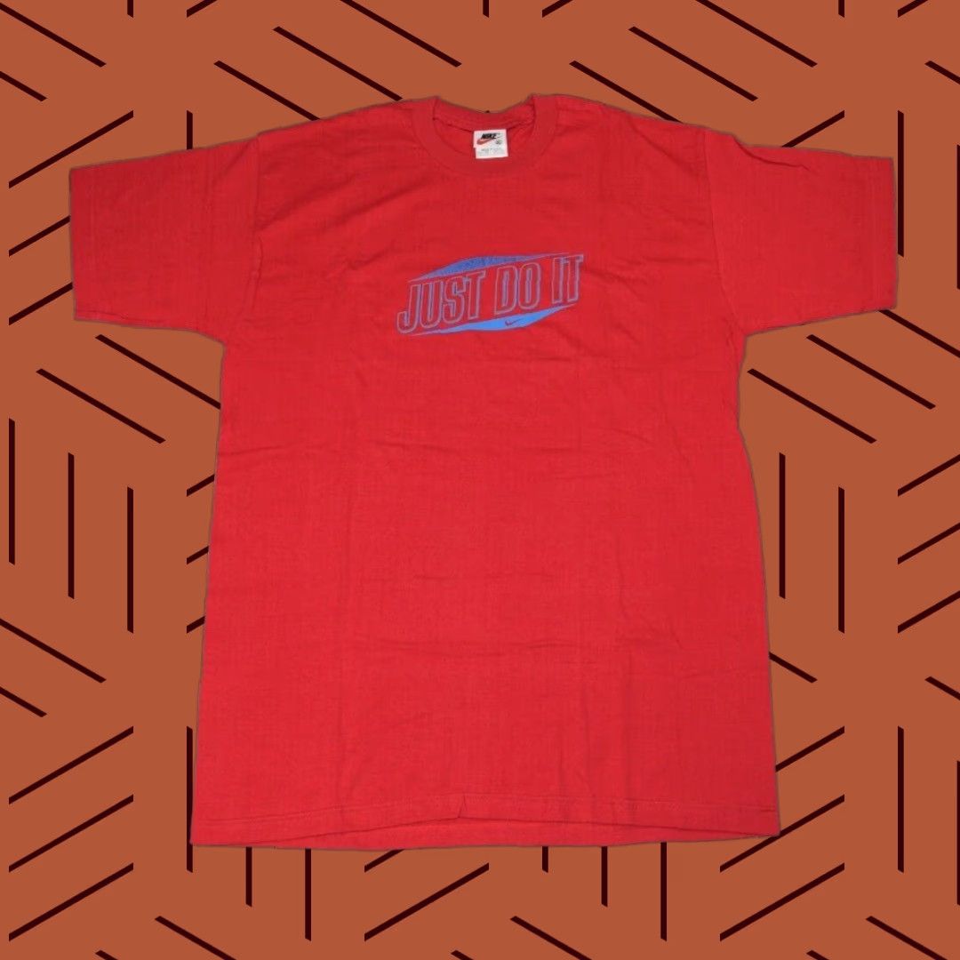 Nike VINTAGE Nike T-Shirt Adult Red Just Do It Logo USA 90s XL Mens Short Sleeve, 1990s, Classic Sports, Cotton, Regular Fit Size US XL / EU 56 / 4 - 1 Thumbnail