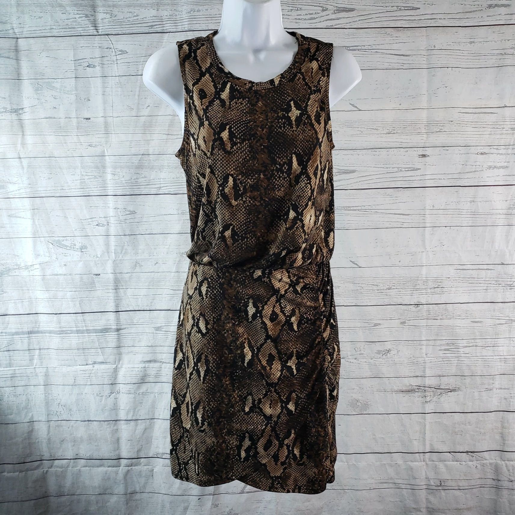 Vintage Sunday in Brooklyn Womens Dress XS Brown Snakeskin Print Sleeveless Tank Dress Size XS / US 0-2 / IT 36-38 - 2 Thumbnail