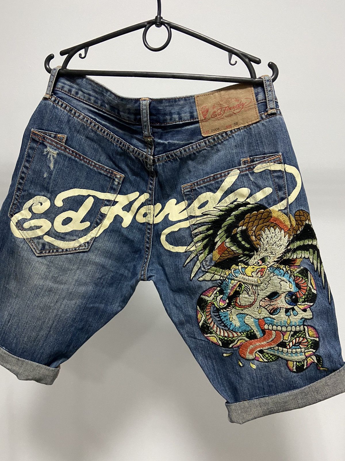 Ed Hardy × Vintage Ed Hardy shorts Vintage Denim sk8 pocket skull eagle Logo Size US 32 / EU 48 - 2 Thumbnail