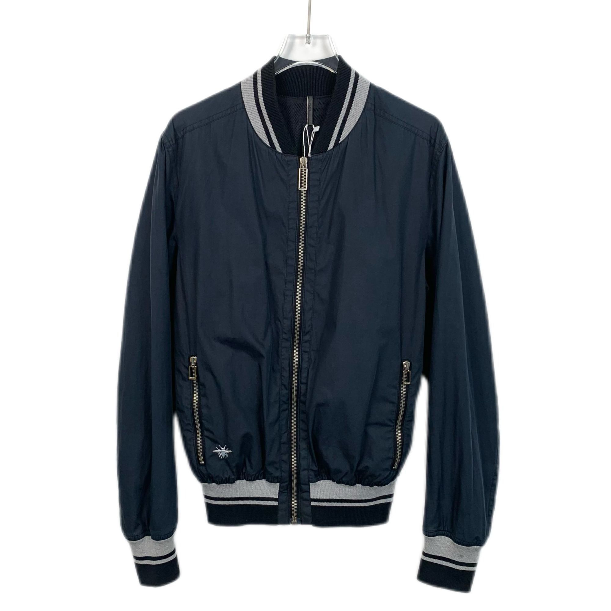 Dior Dior Navy Bomber Jacket With Embroidered Bee Logo Size US S / EU 44-46 / 1 - 1 Thumbnail