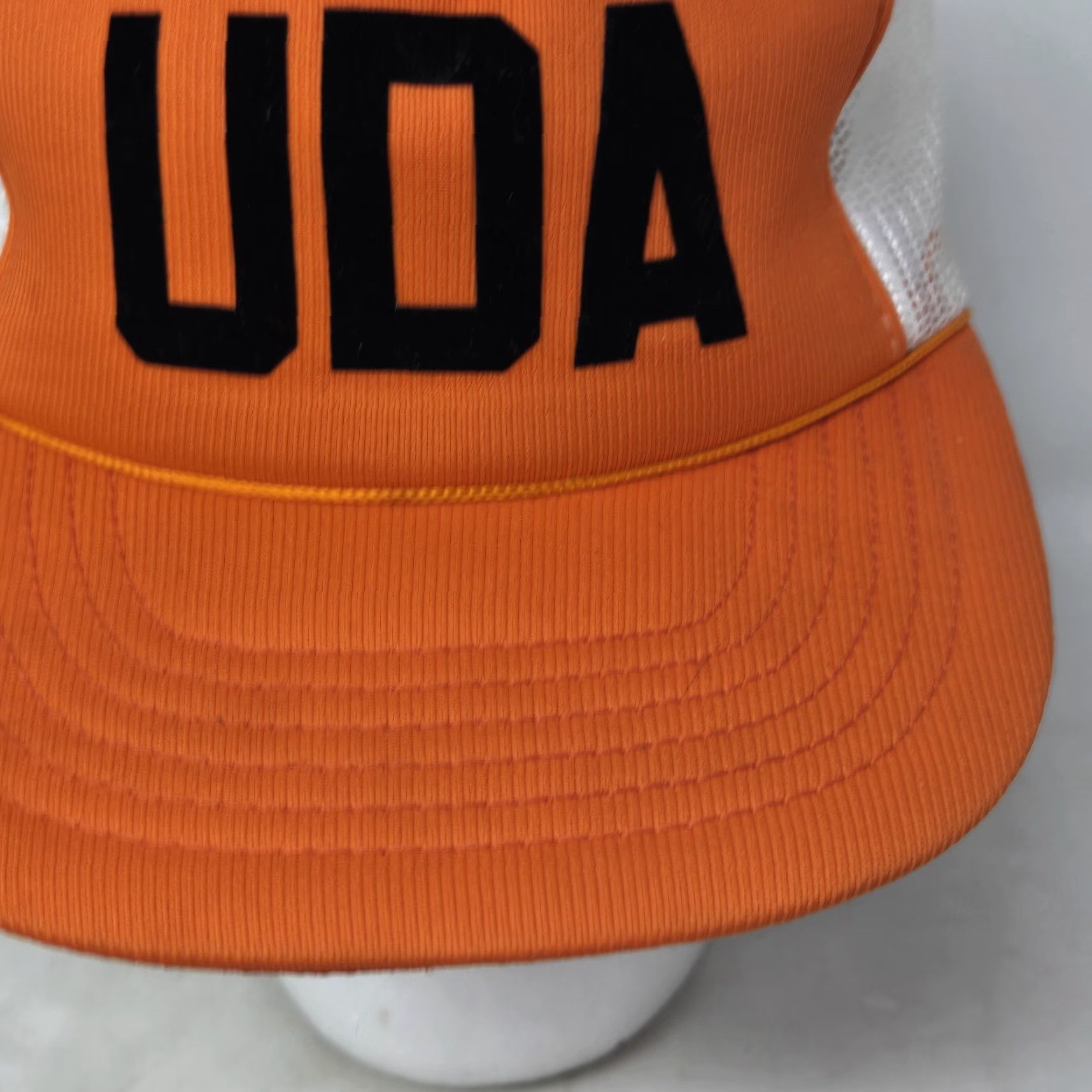 FELT VINTAGE HaT Trucker Hat Cap Orange White Black Felt Letters Adjustable Cap Size ONE SIZE - 7 Thumbnail