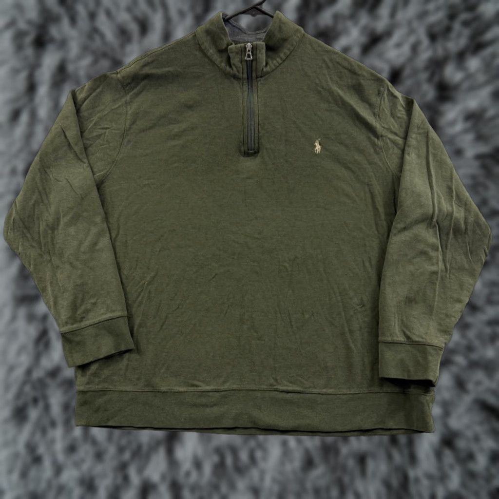 Polo Ralph Lauren Polo Ralph Lauren Sweater Mens 2XL Quarter Zip Mock Neck Pullover Pony Preppy Green Knit Solid Logo Zipper Long Sleeve Classic Hipster Size US XXL / EU 58 / 5 - 1 Thumbnail