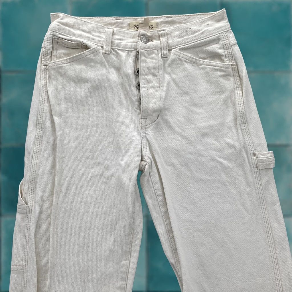 Madewell Madewell Low Slung Straight Jeans Women's 23 White Denim Button Fly Carpenter Jeans Size 26" / US 2 / IT 38 - 1 Thumbnail
