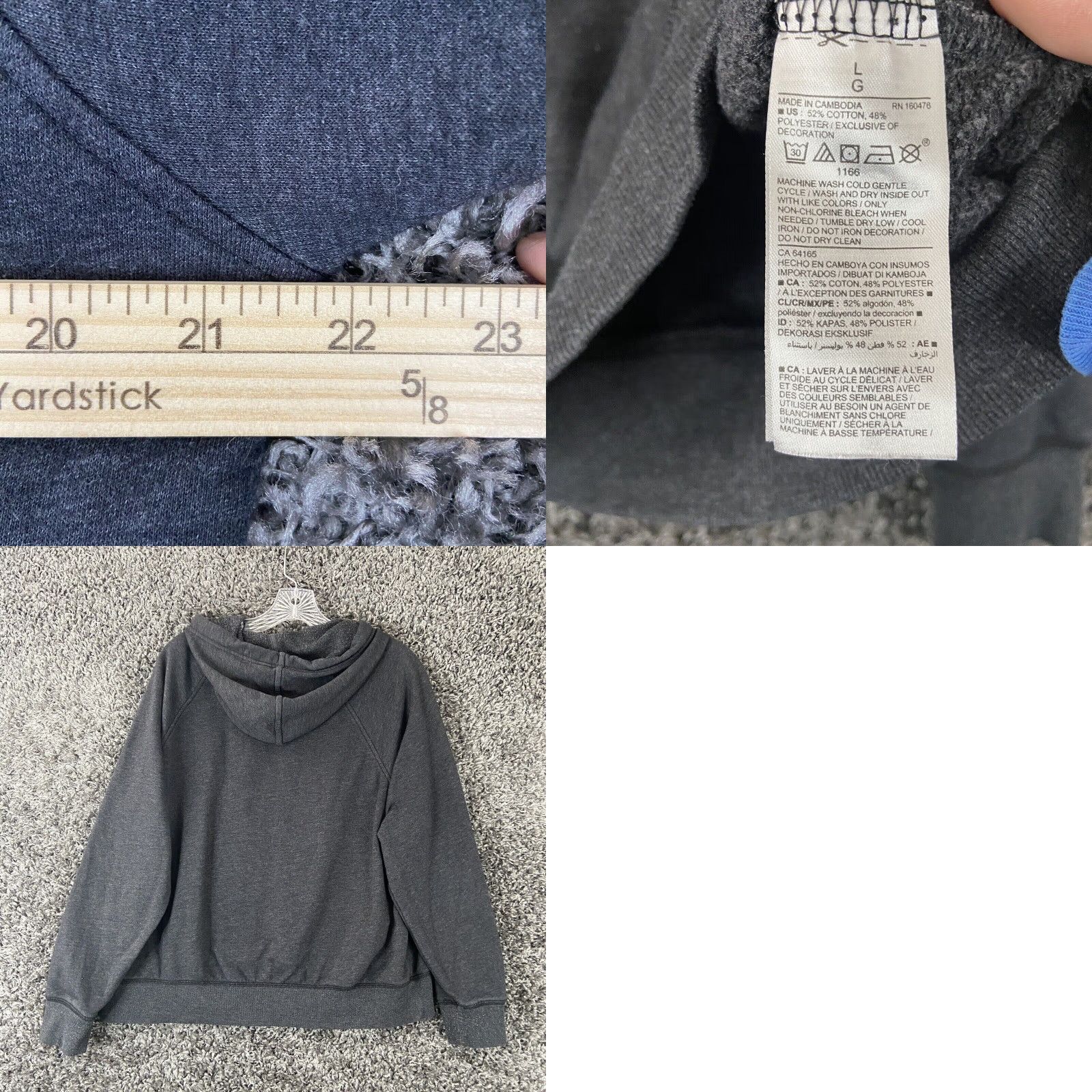 Old Navy Old Navy Hoodie Women Size L Gray Easy Does It Pullover Activewear Blue Logo Size L / US 10 / IT 46 - 8 Thumbnail