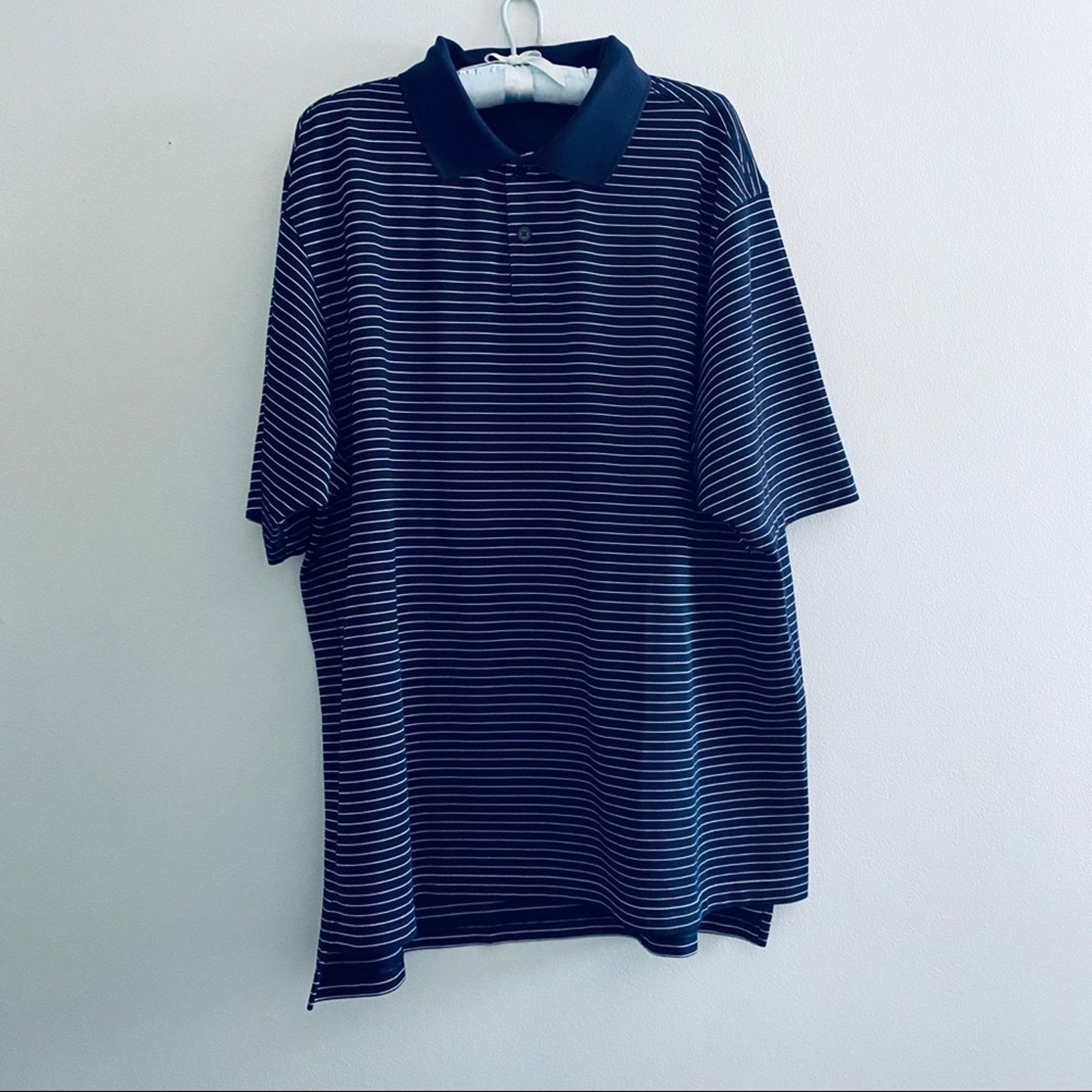 Adidas Adidas navy striped short sleeve polo Size US XL / EU 56 / 4 - 2 Thumbnail