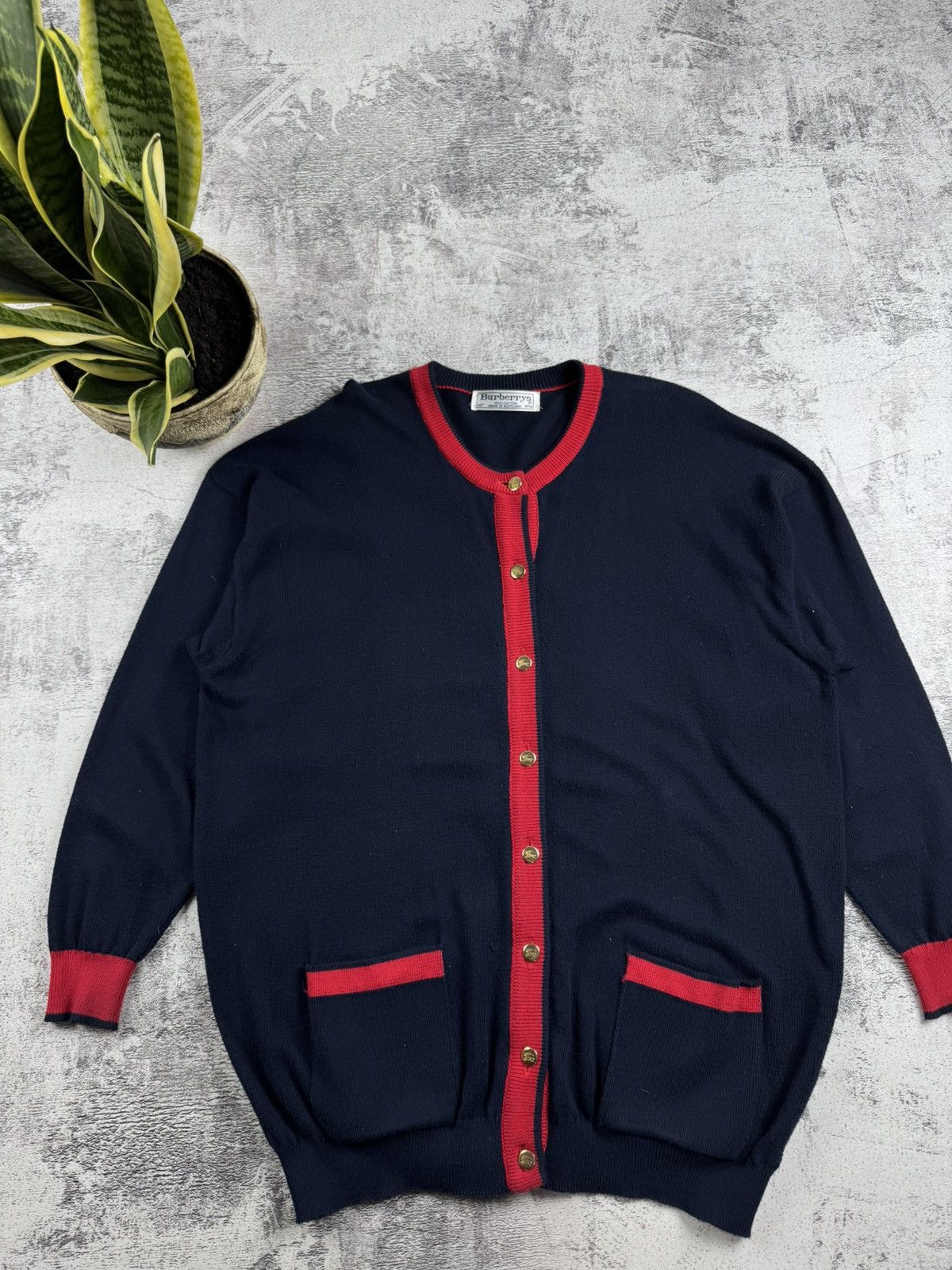Burberry Burberrys 42 Blue Knited Cardigan Pocket Sweater Pullover Size US XL / EU 56 / 4 - 4 Thumbnail