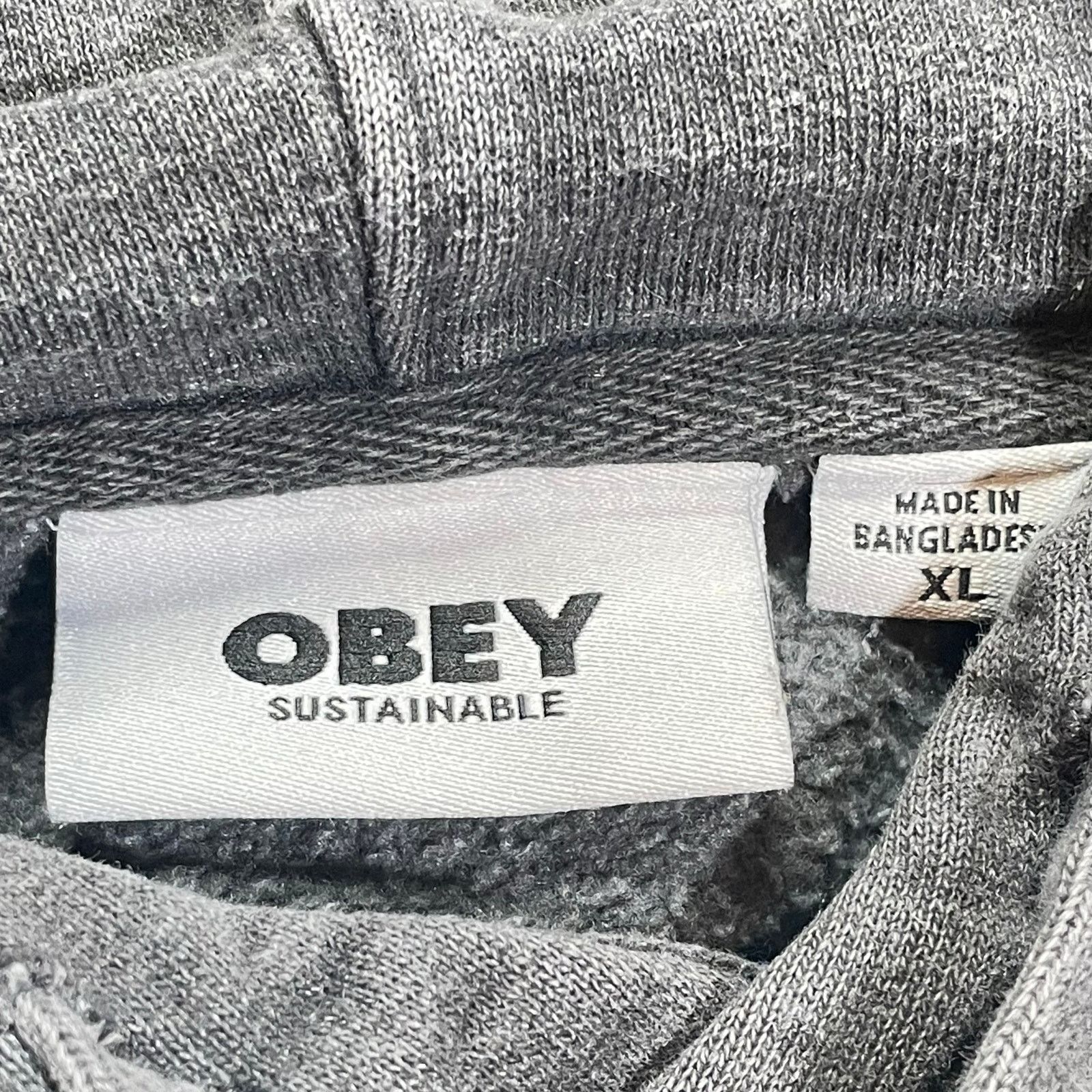 Obey Obey Faded Gray Cotton Hoodie Sweatshirt XL Size US XL / EU 56 / 4 - 4 Thumbnail