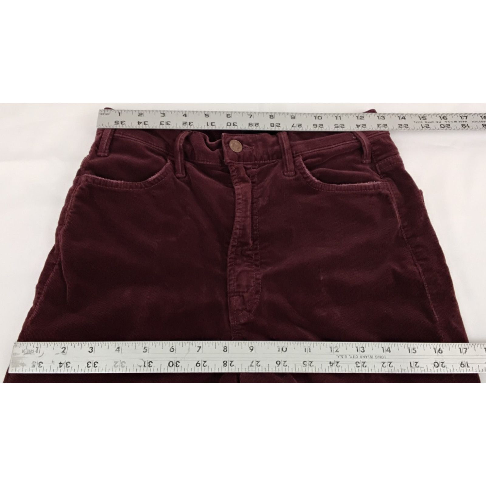 MOTHER Mother Hustler Corduroy Jeans Women's 27 Maroon Ankle Fray Size 27" / US 4 / IT 40 - 13 Thumbnail