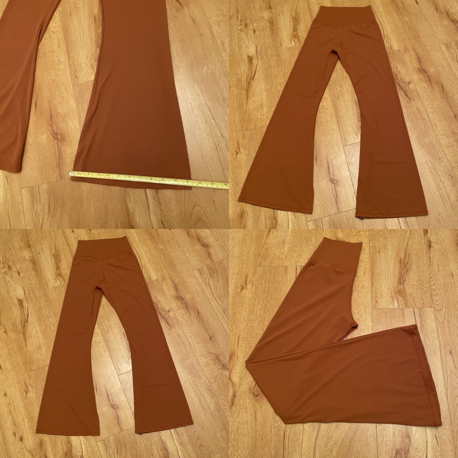 Rusty Sunzel Pants Women's Medium Orange Rust Leggings Crossover Flared Active Yoga Size 32" / US 10 / IT 46 - 8 Thumbnail