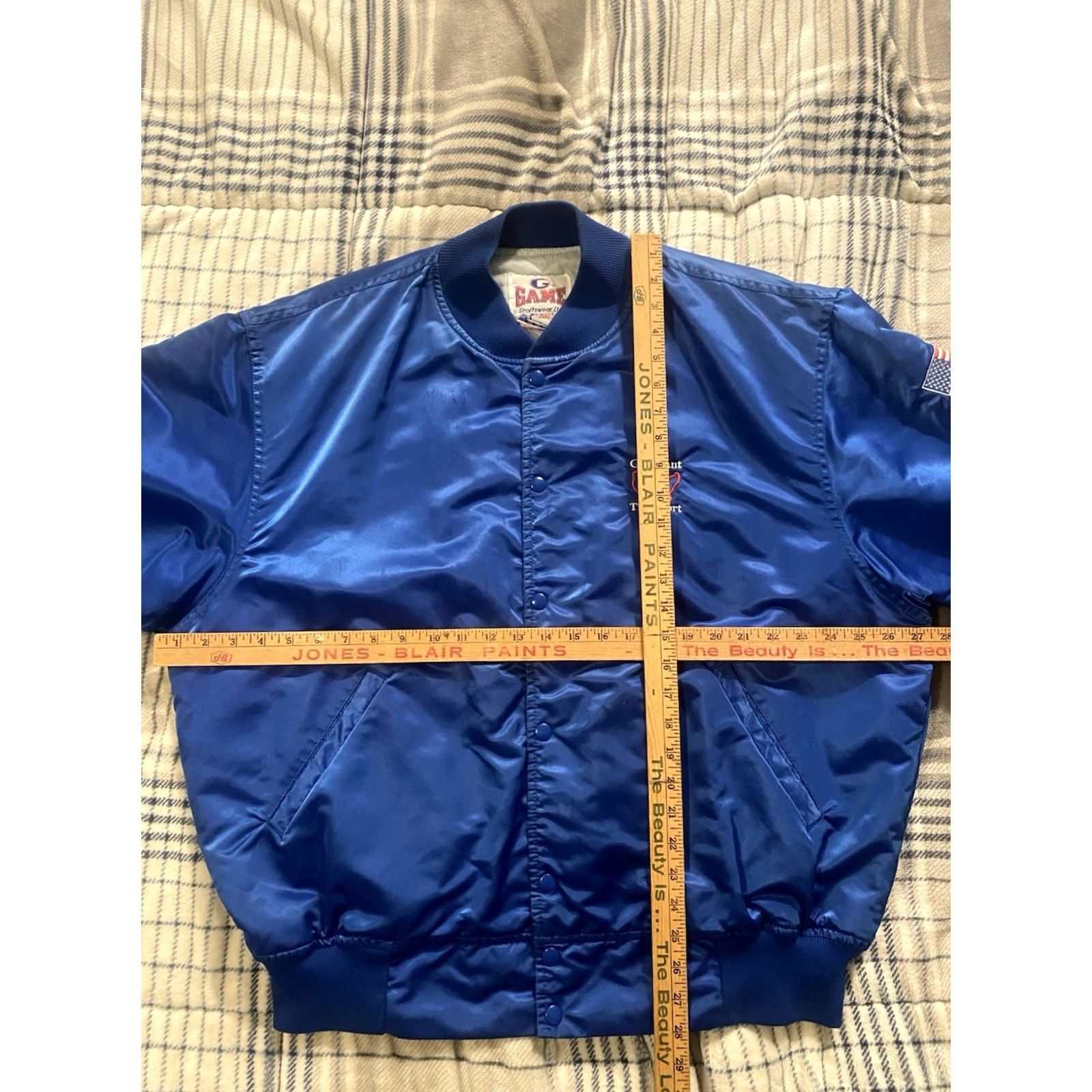 Vintage VINTAGE Game Sportswear Bomber Jacket Men's 2XL Blue Nylon Satin Quilted Logo Pocket Bonded 90s Transportation Theme Size US XXL / EU 58 / 5 - 3 Thumbnail